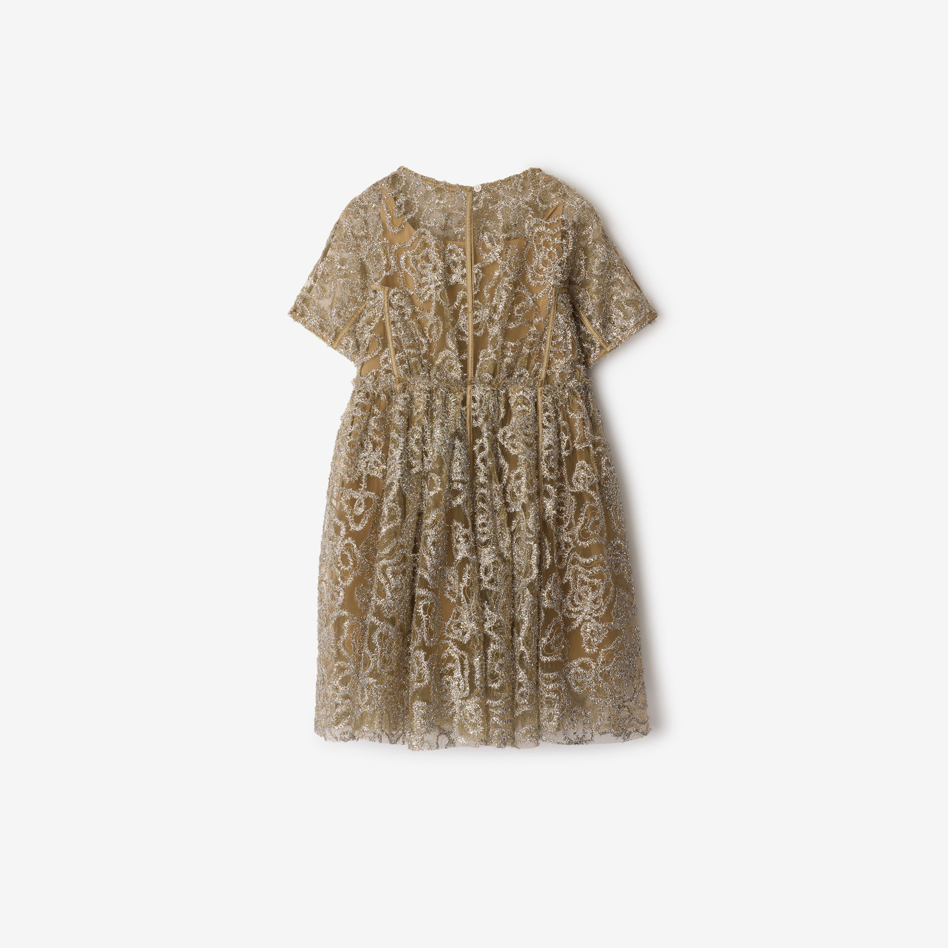 Burberry Teyana Metallic Tulle Çocuk Bej Elbise