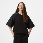 Emporio Armani Raglan Bloklu Kadın Siyah Crop T-Shirt