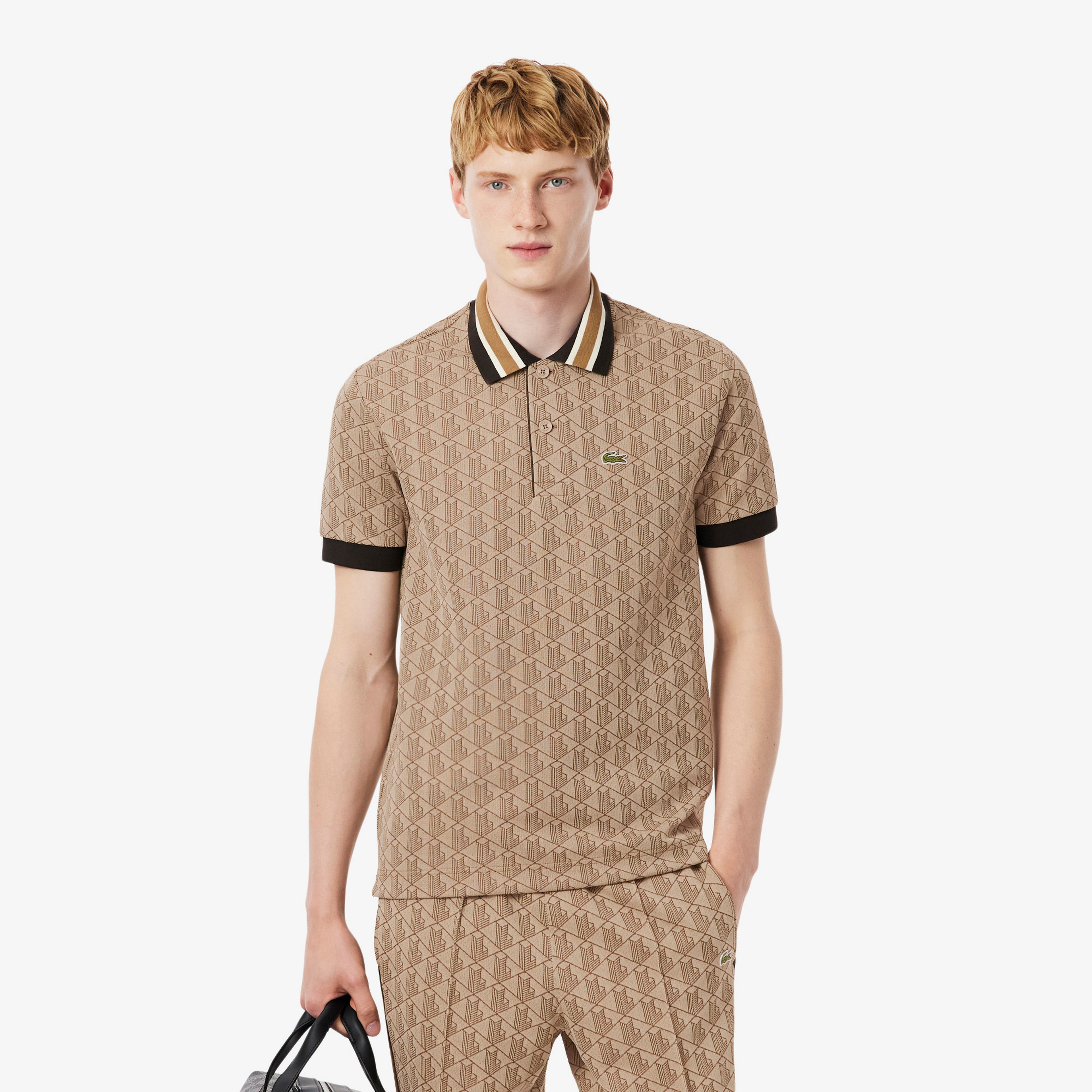 Lacoste Monogram Erkek Kahverengi Polo