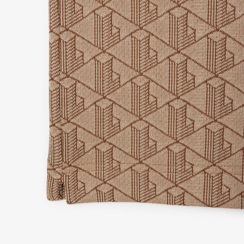 Erkek Classic Fit Monogram Kahverengi Polo