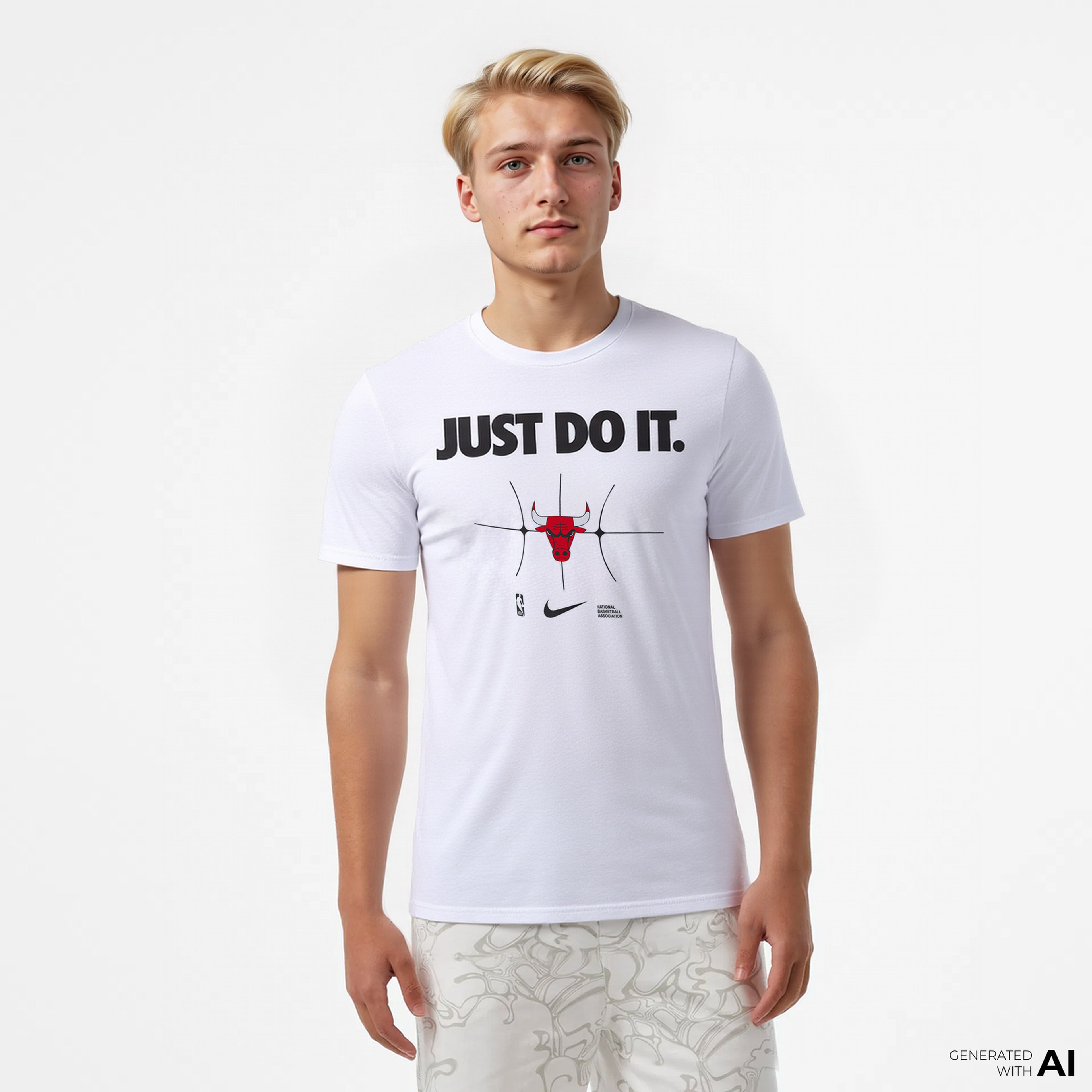 Nike Nba Chicago Bulls Erkek Beyaz T-Shirt