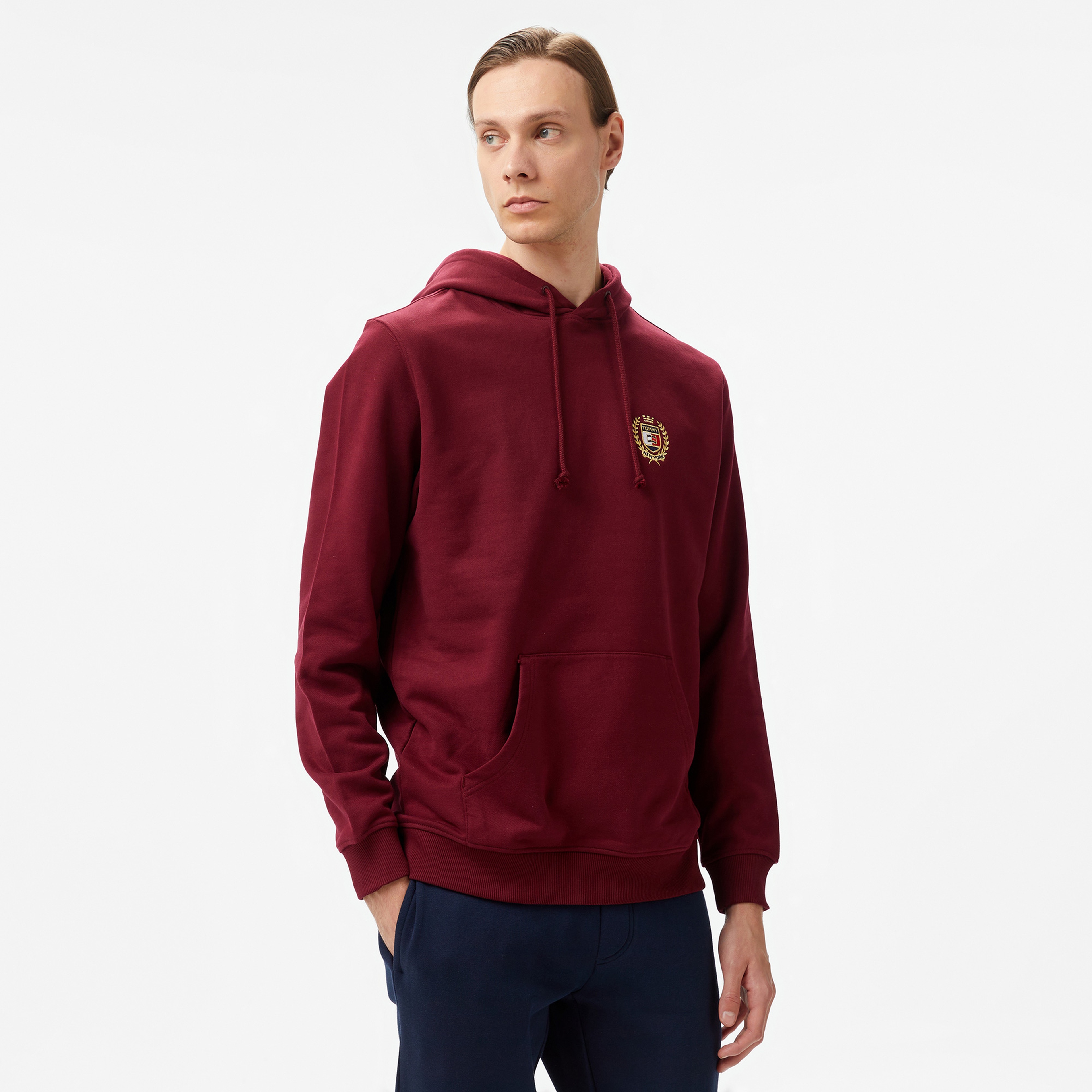 Tommy Hilfiger Jeans Tj Flag Crest Hood Erkek Bordo Hoodie