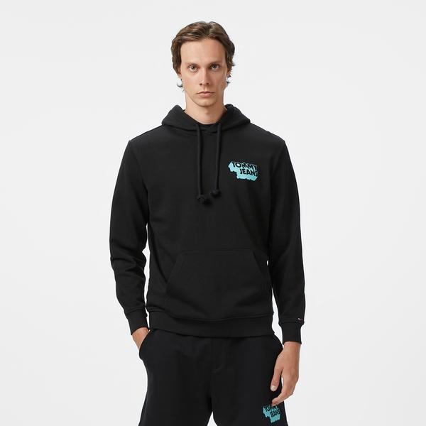 Tommy Jeans Badge Logo Erkek Siyah Sweatshirt