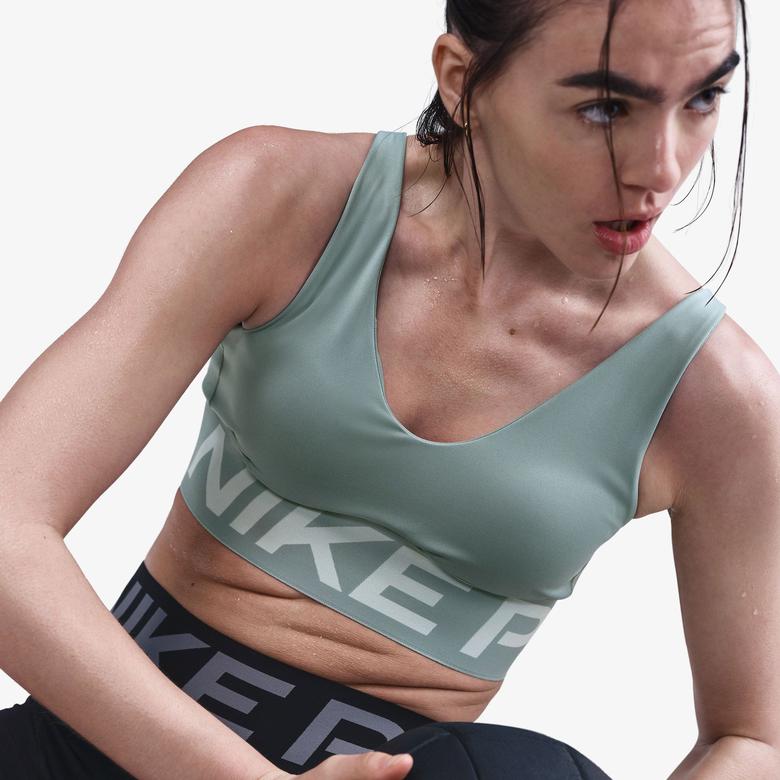 Nike Pro Indy Plunge Kadın Yeşil Antrenman Bra