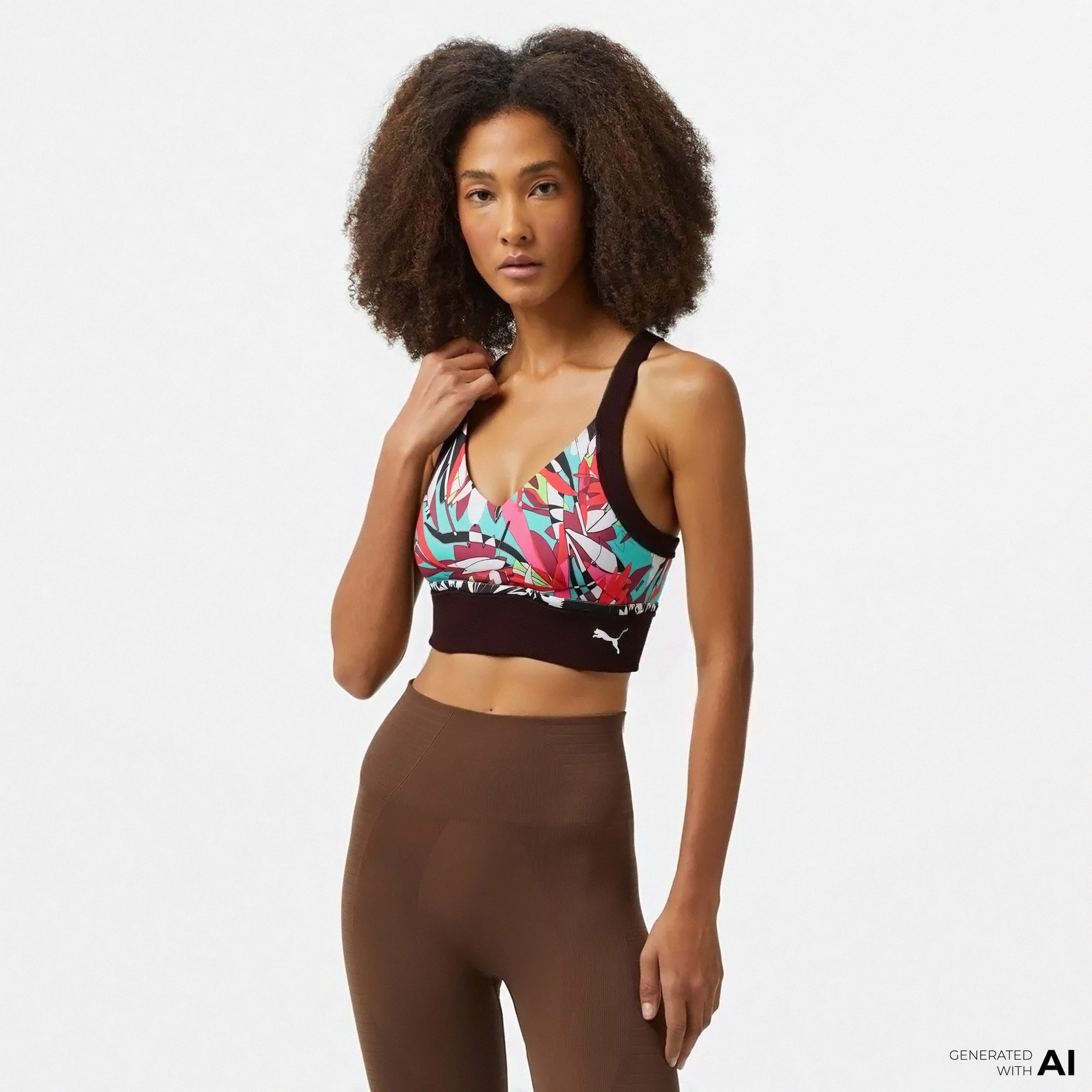 Puma 4Keeps Tropical Aop Lgln Kadın Siyah Bra