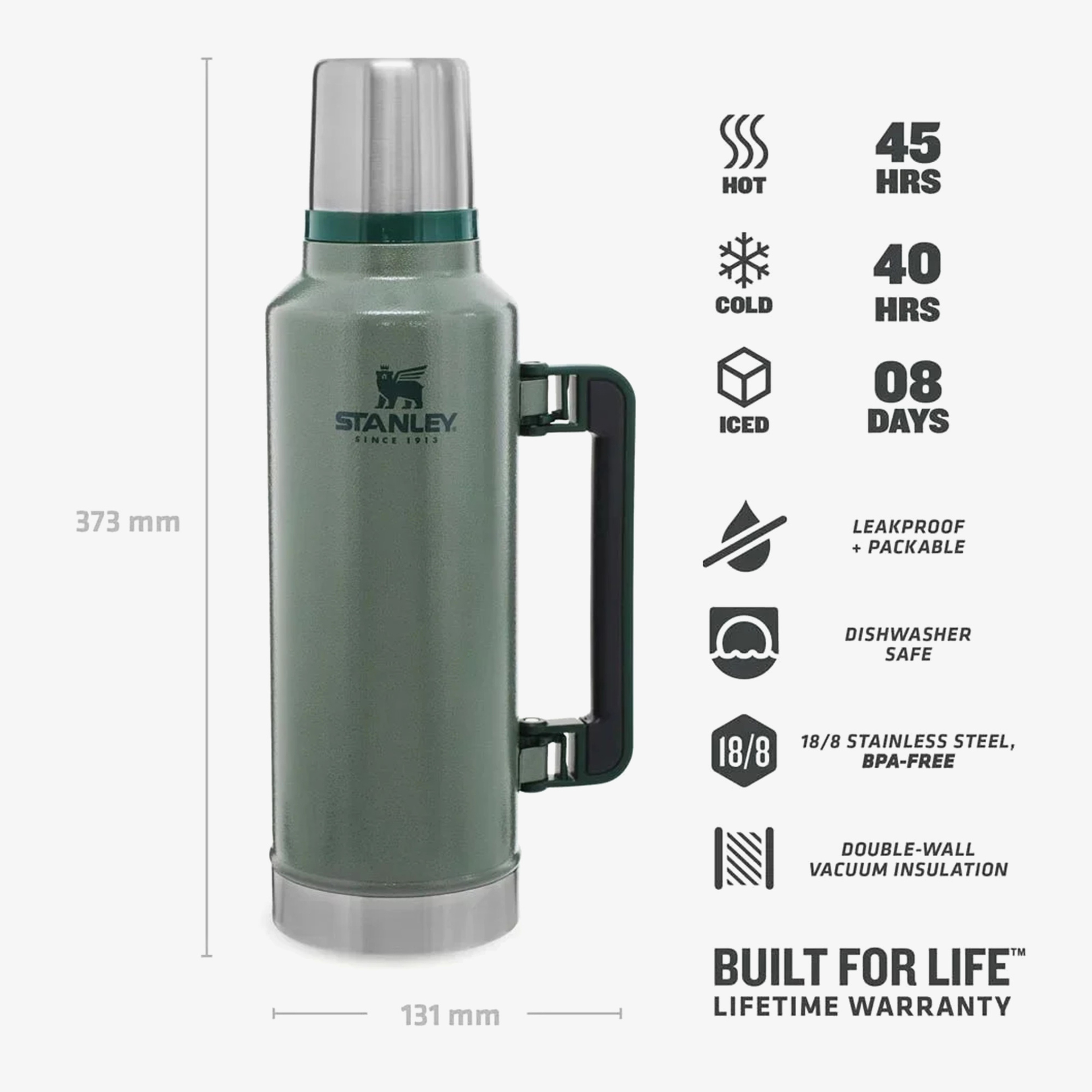 Stanley Klasik Vakumlu Paslanmaz Çelik 1.9L Unisex Yeşil Termos