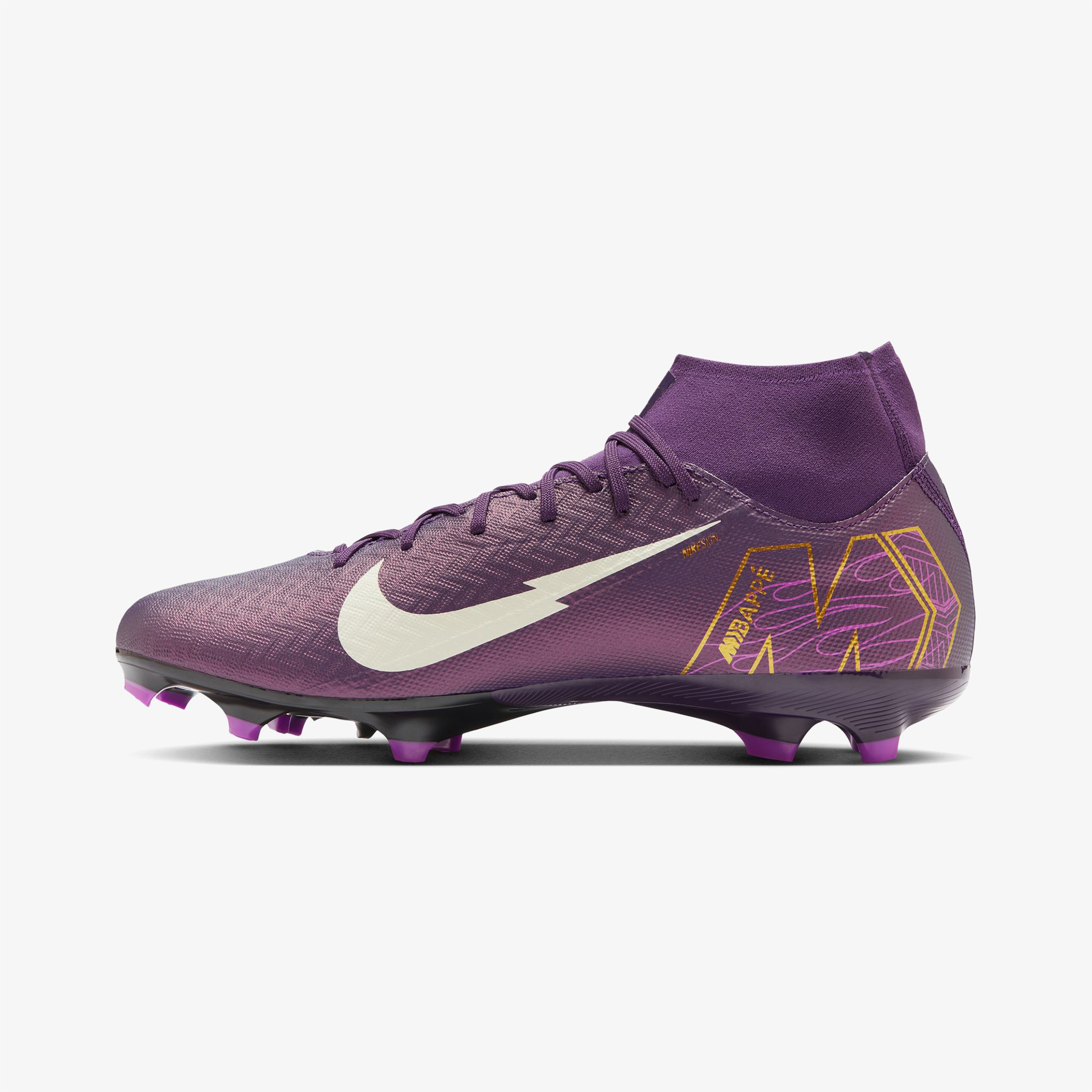 Nike Mercurial Superfly 10 Academy "Kylian Mbappe" Erkek Mor Çim Saha Kramponu