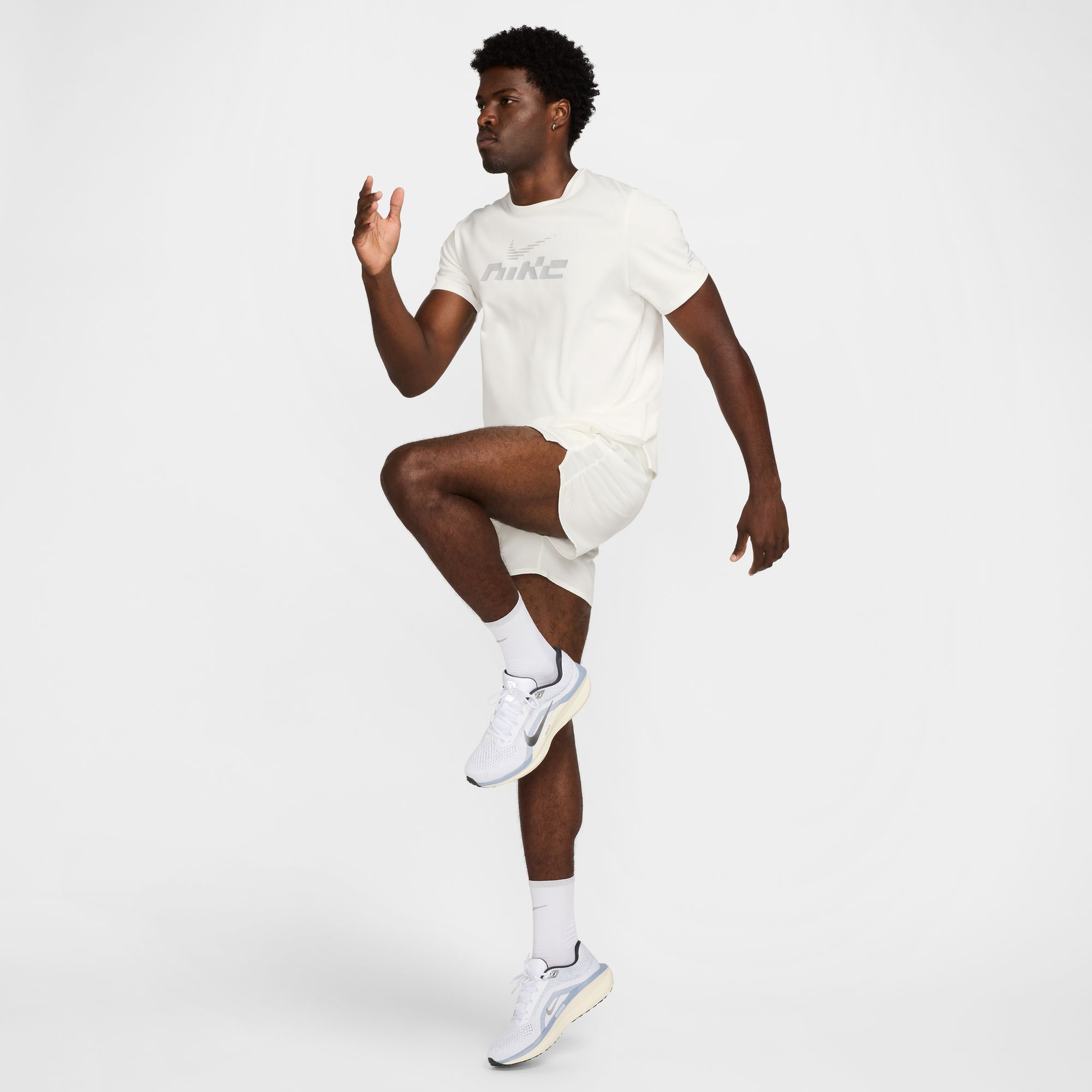 Nike Miler Flash Dri-FIT UV Erkek Krem Koşu T-Shirt