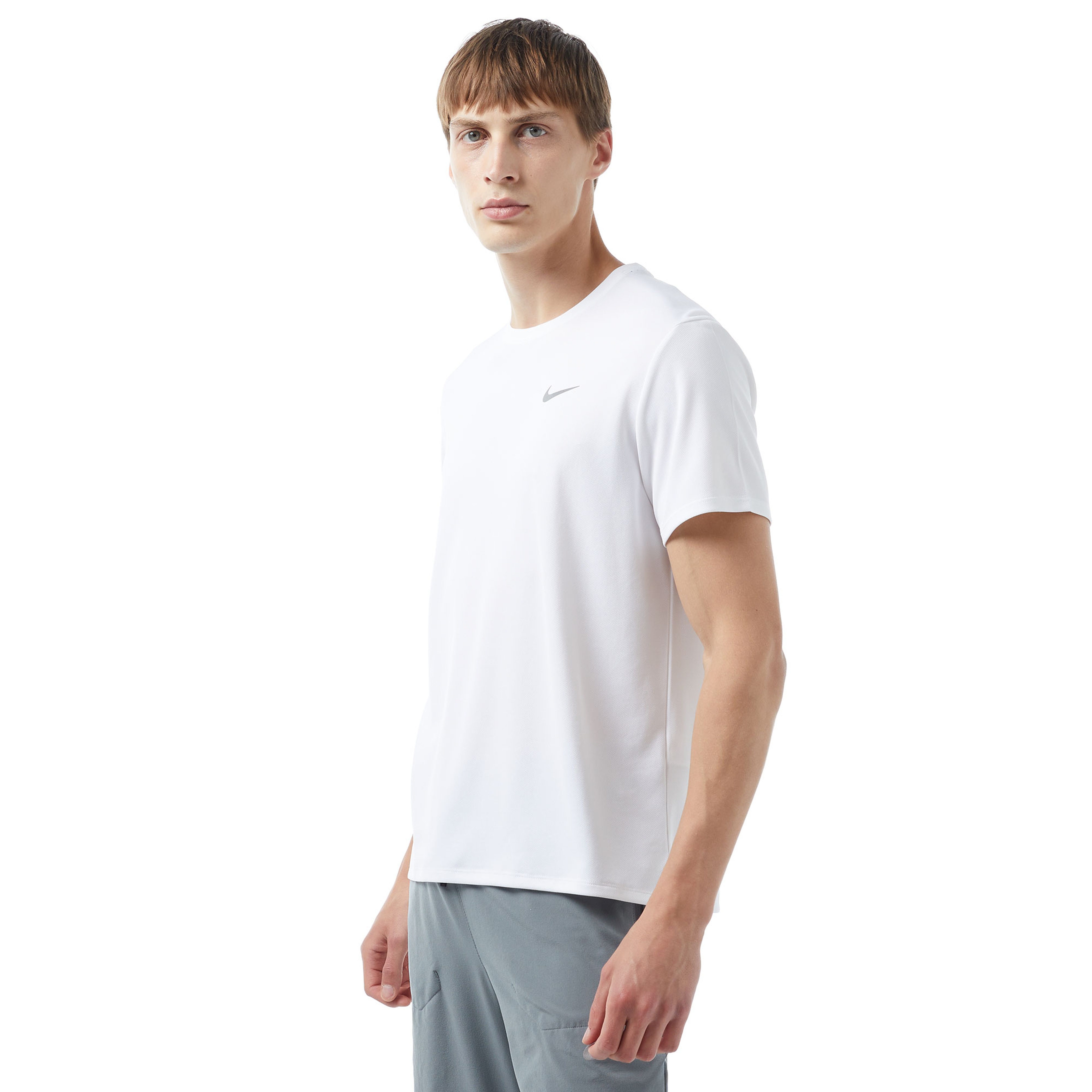 Nike Miler Erkek Beyaz Koşu T-Shirt
