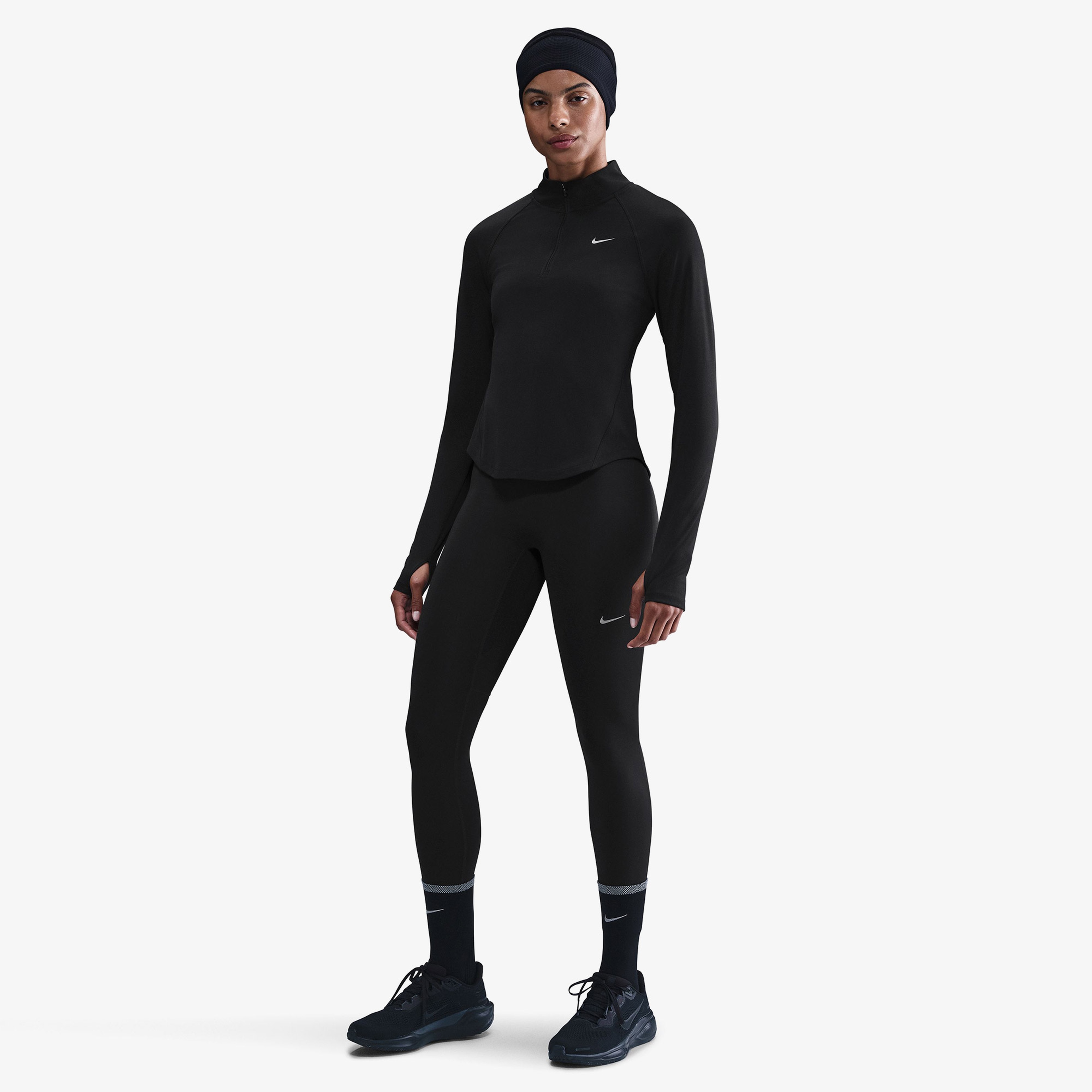 Nike Dri-Fit Tempo Swoosh Run Kadın Siyah T-Shirt