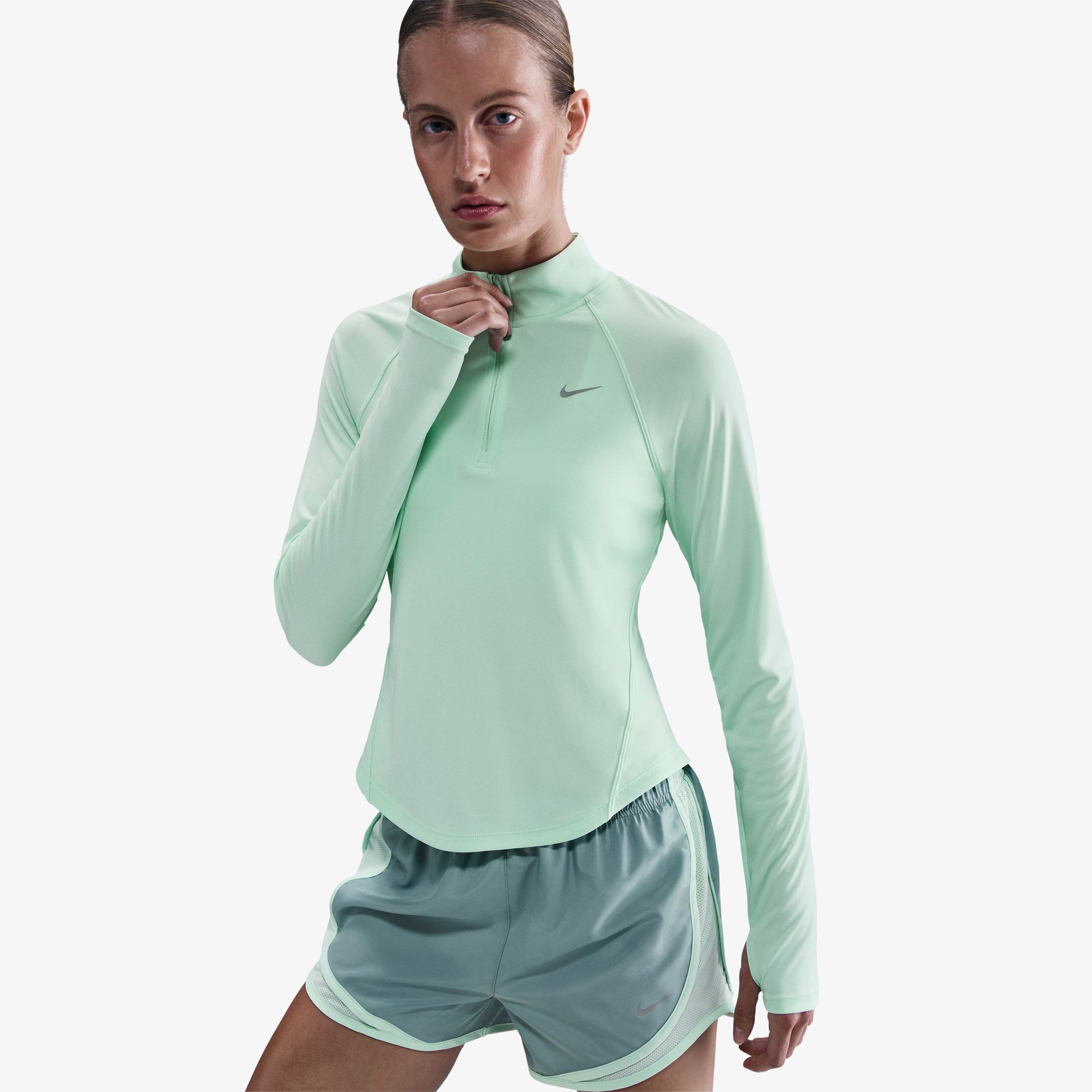 Nike Tempo Swoosh Run Kadın Yeşil Koşu Sweatshirt