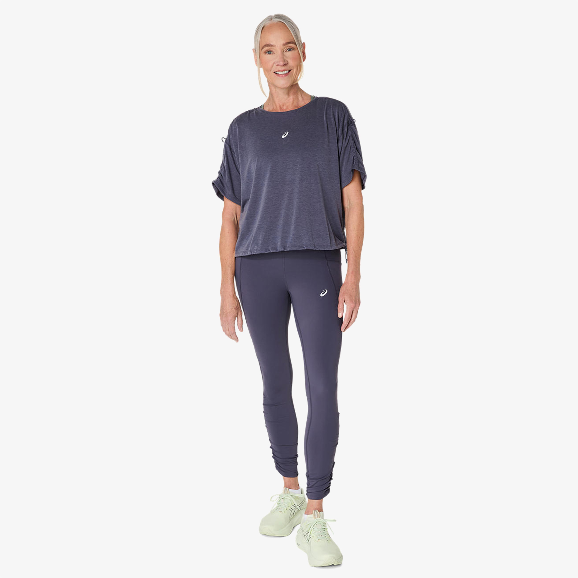 Asics Nagino Run Adjustable Ss Top Kadın Gri Koşu T-Shirt