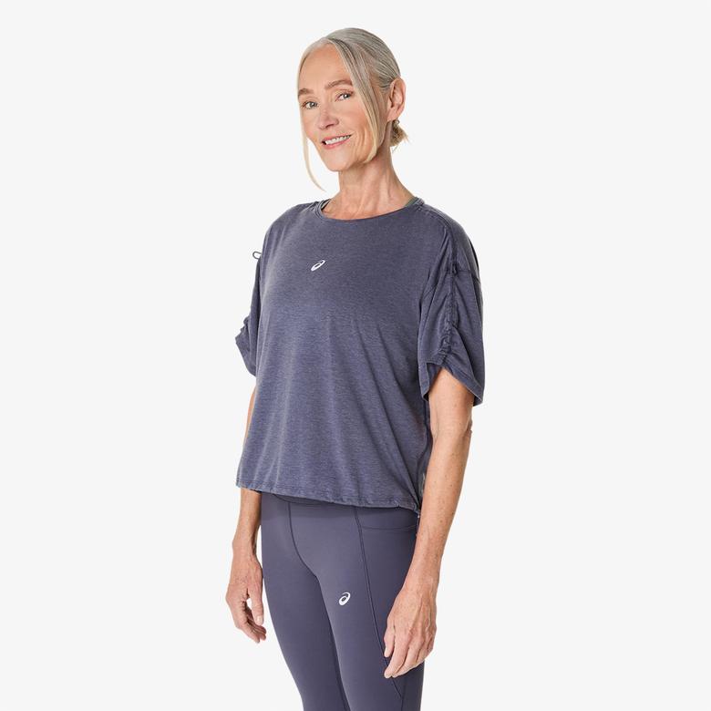 Asics Nagino Run Adjustable Ss Top Kadın Gri Koşu T-Shirt