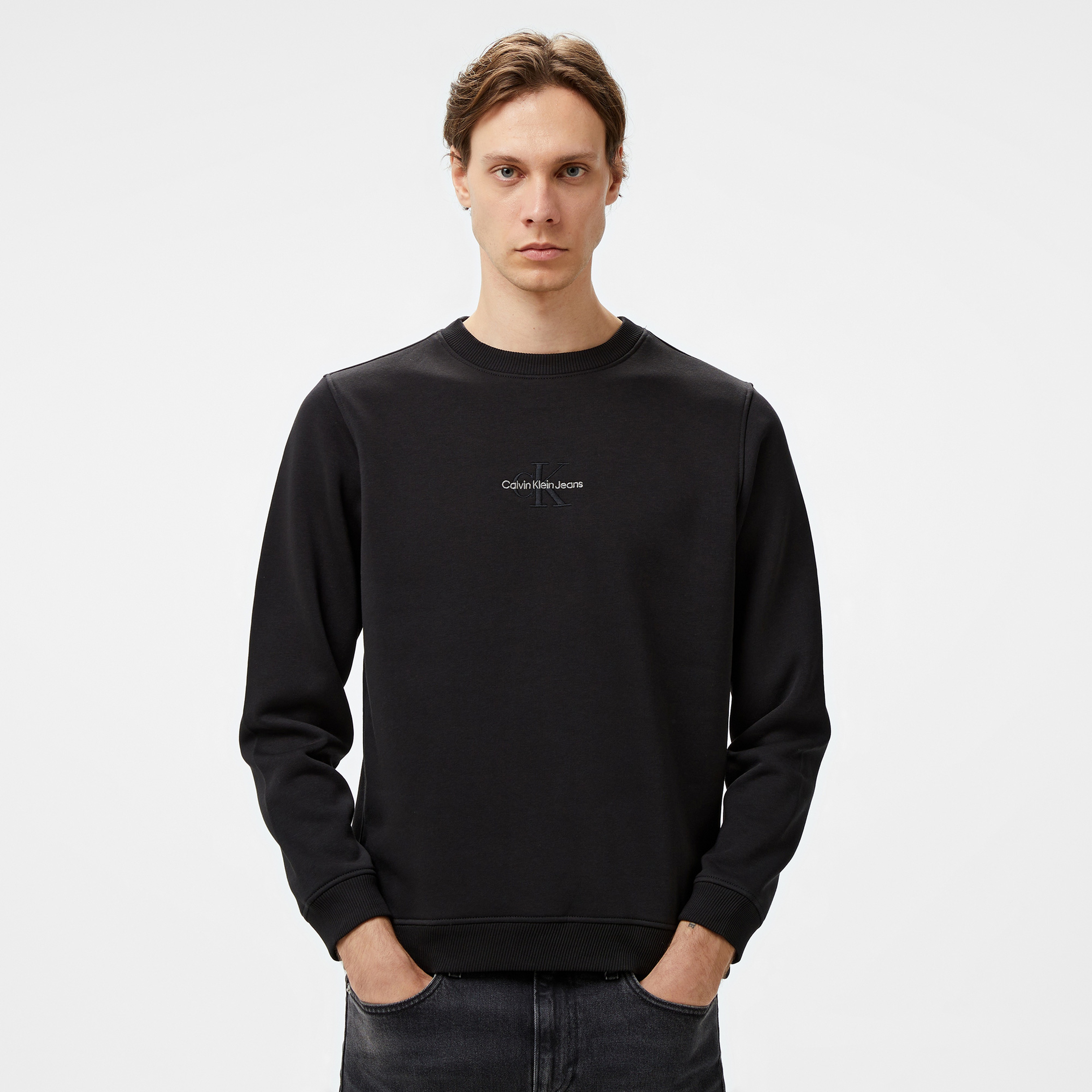 Calvin Klein Jeans Monologo Erkek Siyah Sweatshirt