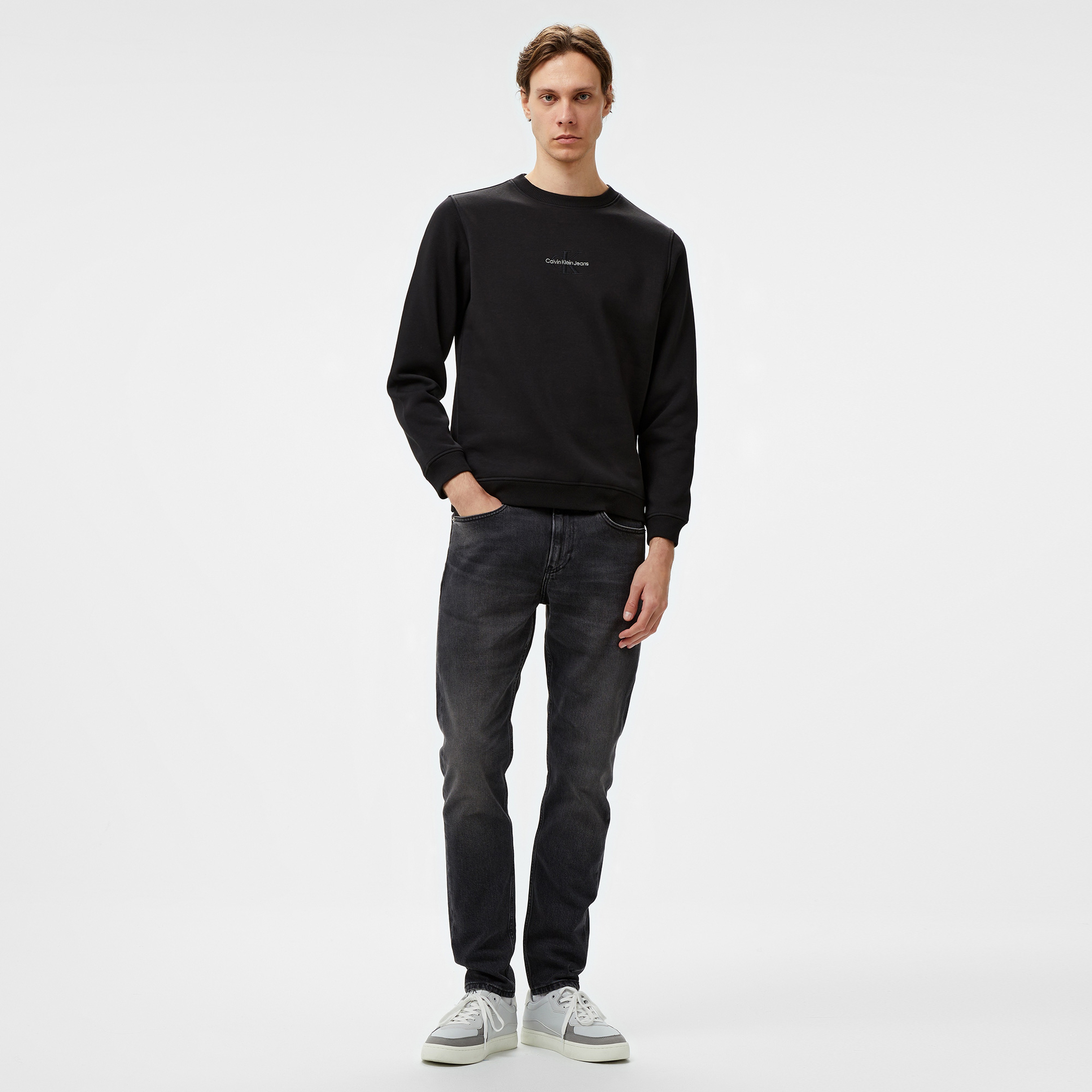 Calvin Klein Jeans Monologo Erkek Siyah Sweatshirt