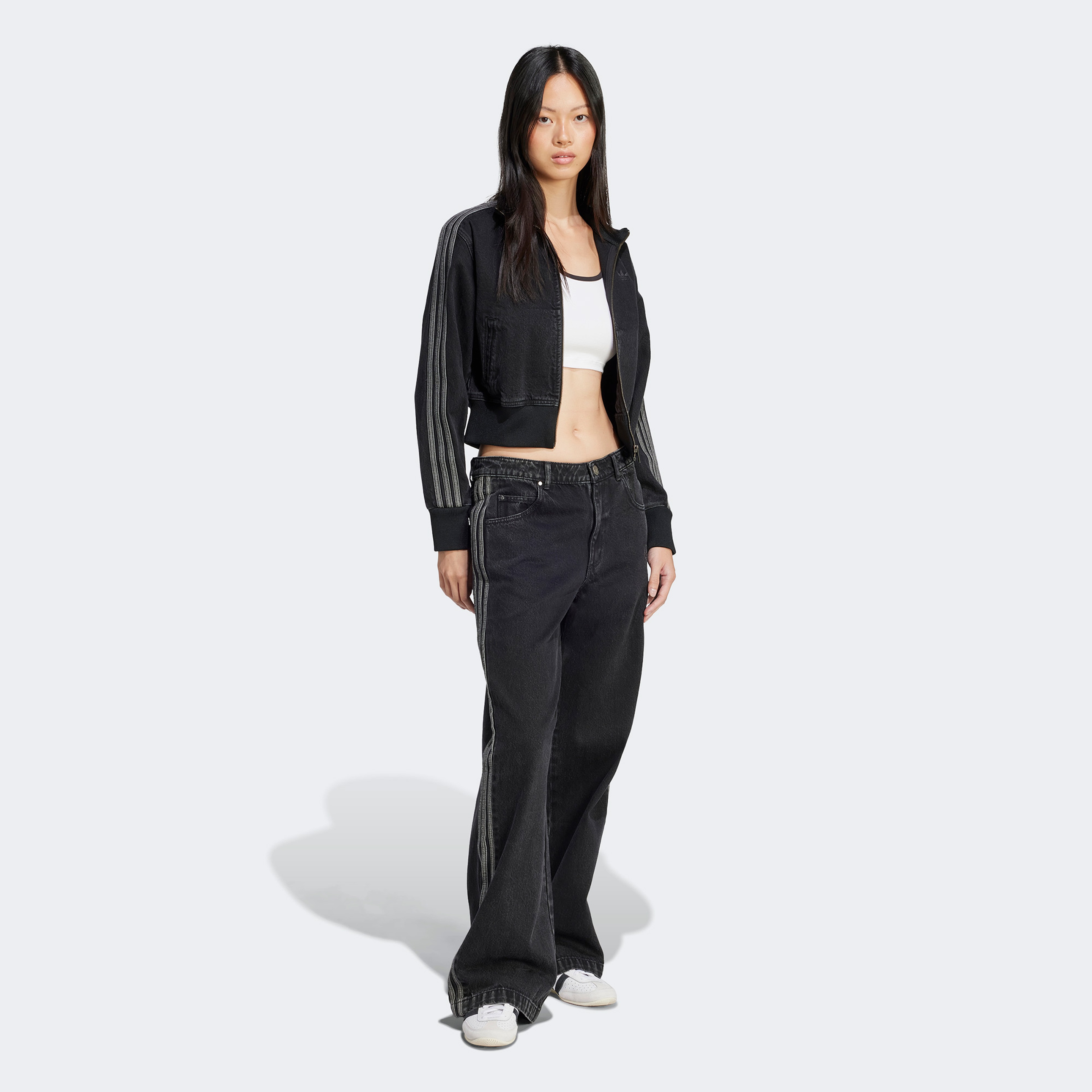 adidas Adicolor Denim Fermuarlı Kadın Siyah Eşofman Üstü