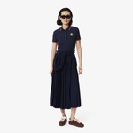 Kadın Slim Fit Renk Bloklu Lacivert Polo