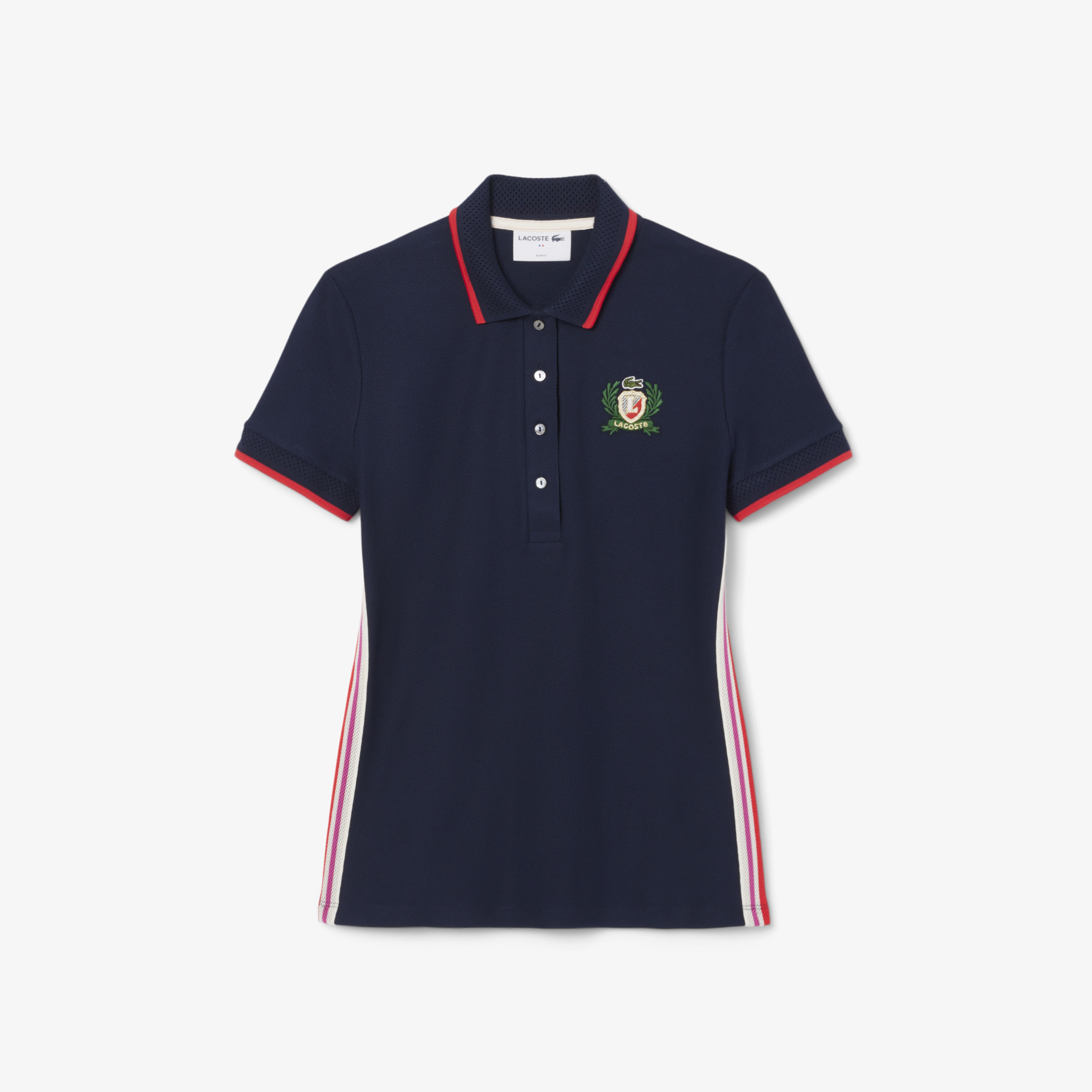 Kadın Slim Fit Renk Bloklu Lacivert Polo