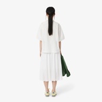 Kadın Flare Fit Pileli Beyaz Etek