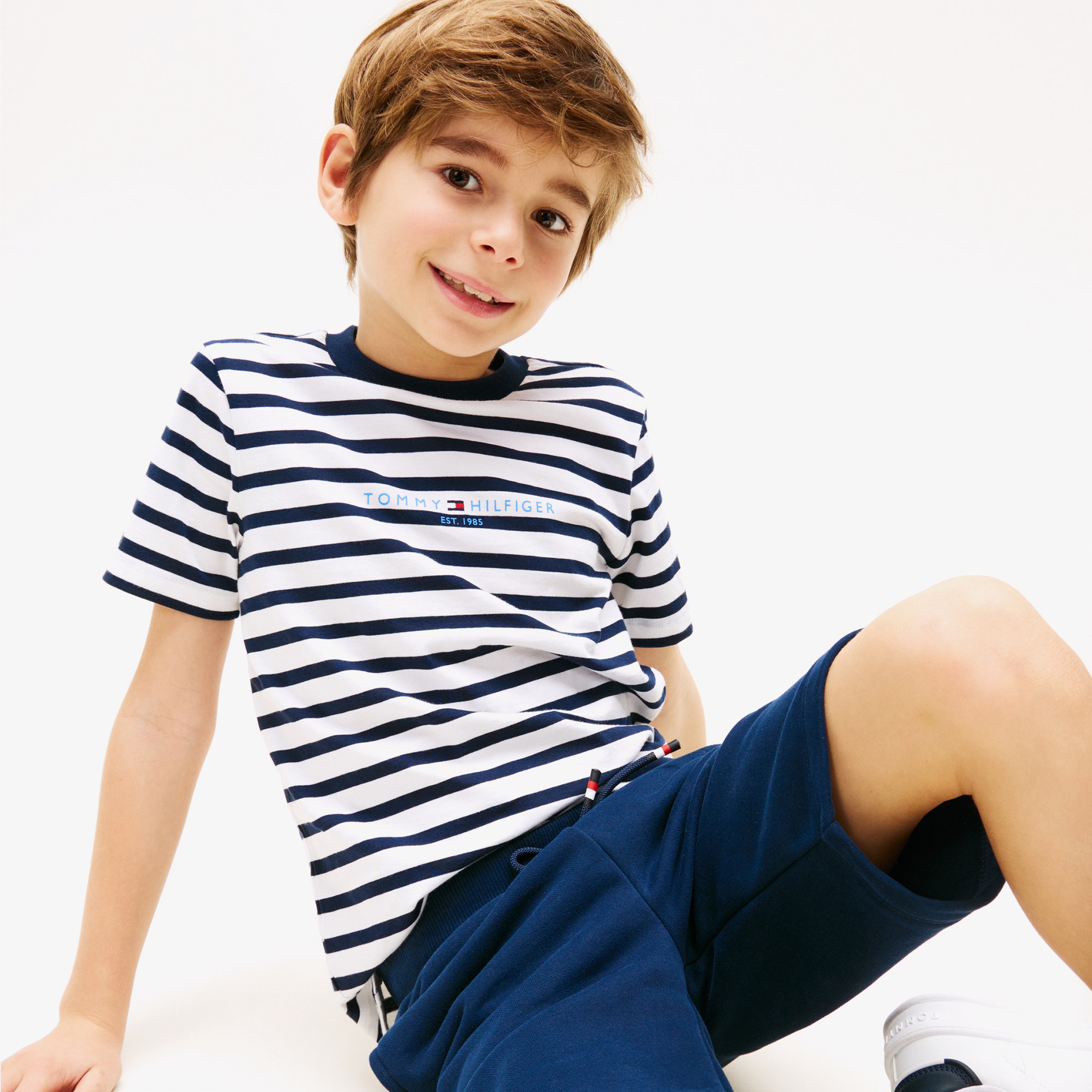 Tommy Hilfiger Çocuk Beyaz/Lacivert Şort Takım