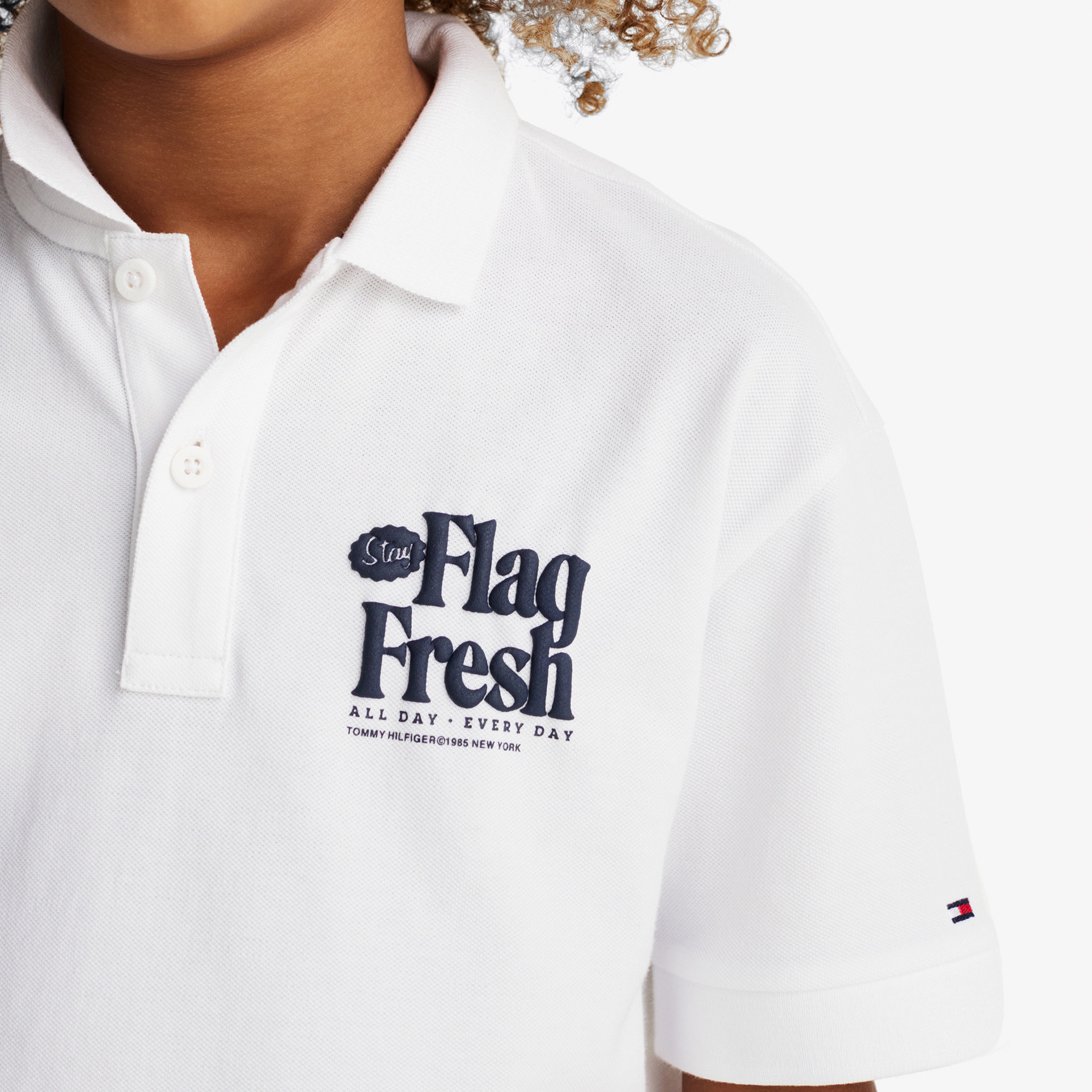 Tommy Jeans Flag Fresh Çocuk Beyaz Polo