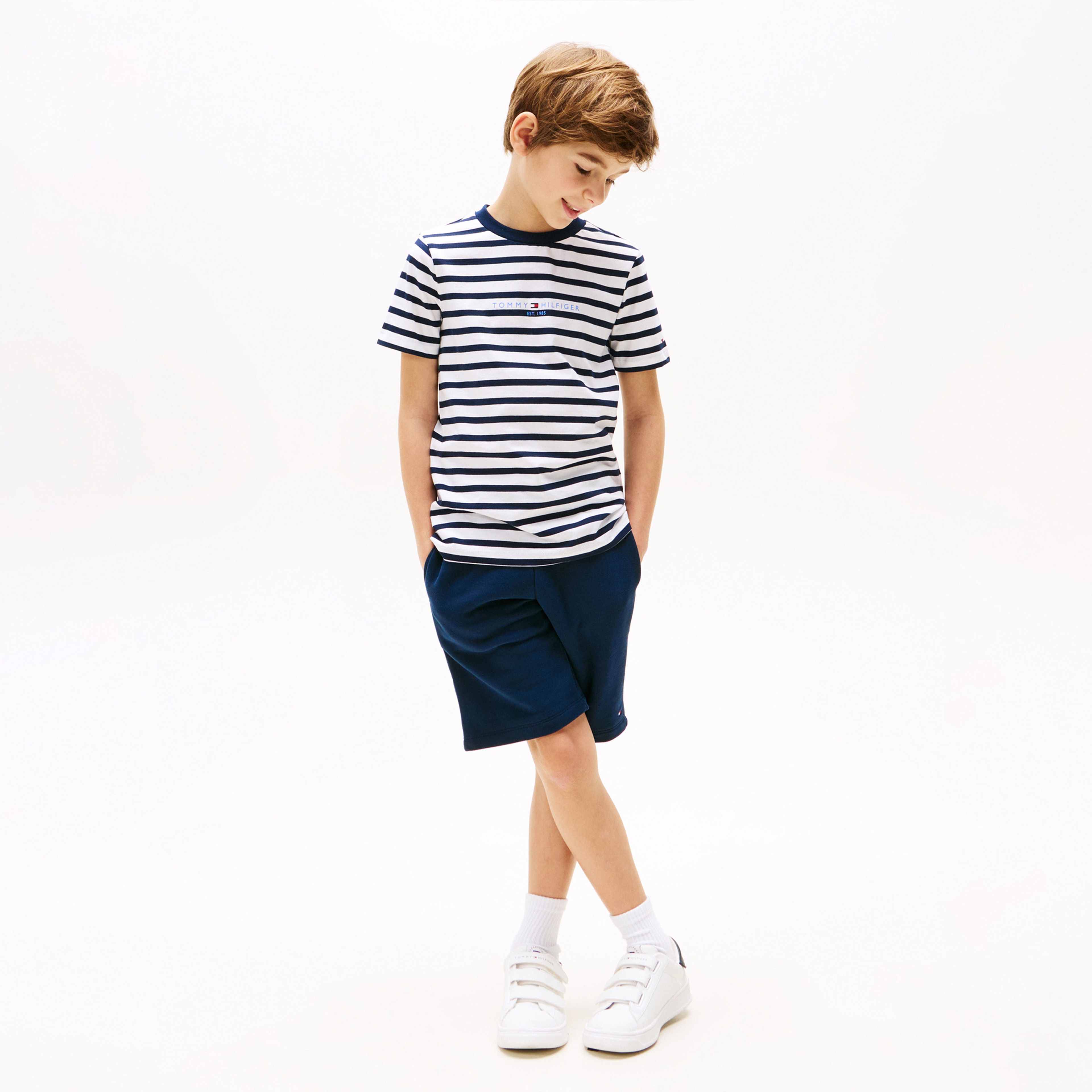 Tommy Hilfiger Çocuk Beyaz/Lacivert Şort Takım