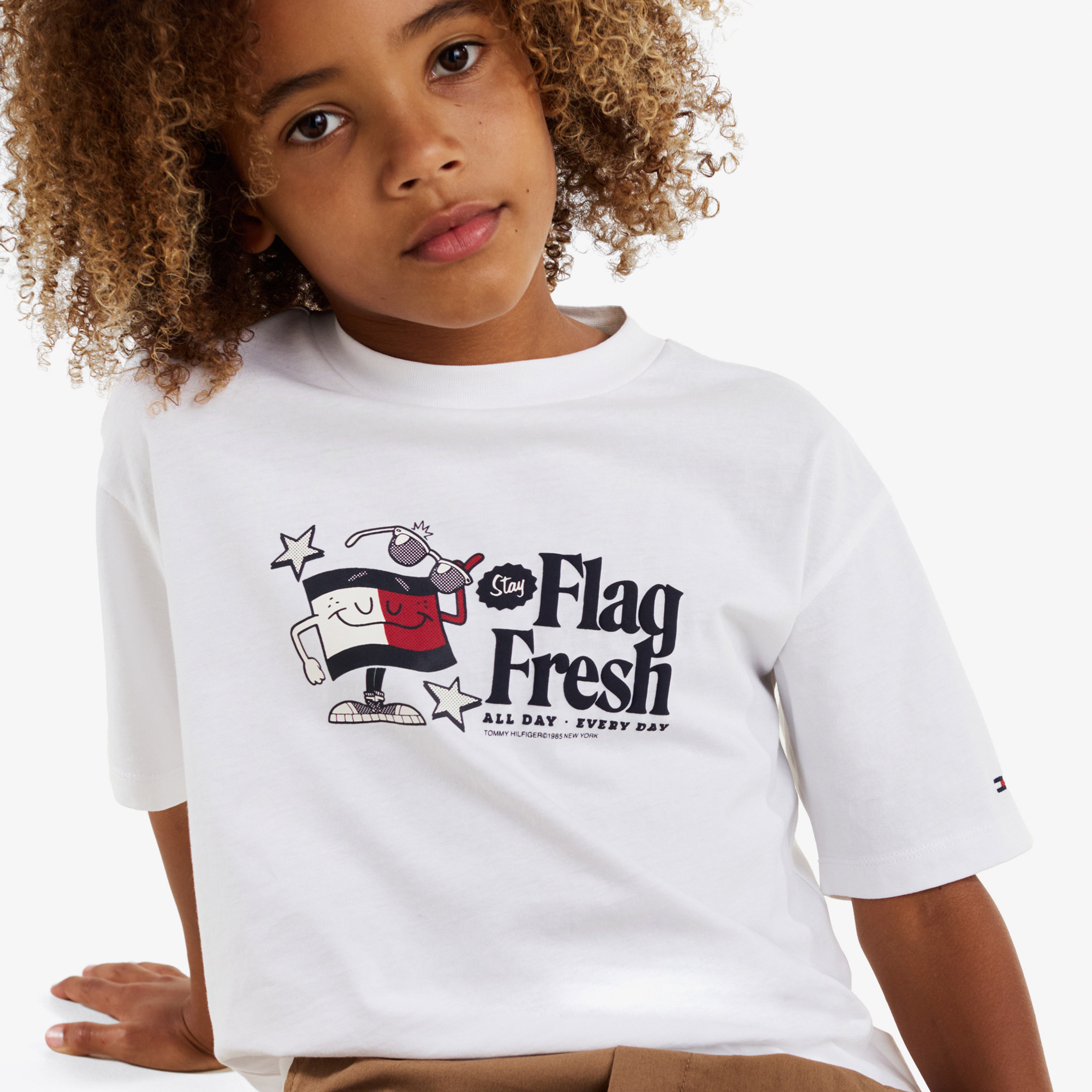 Tommy Jeans Flag Fresh Çocuk Beyaz T-Shirt