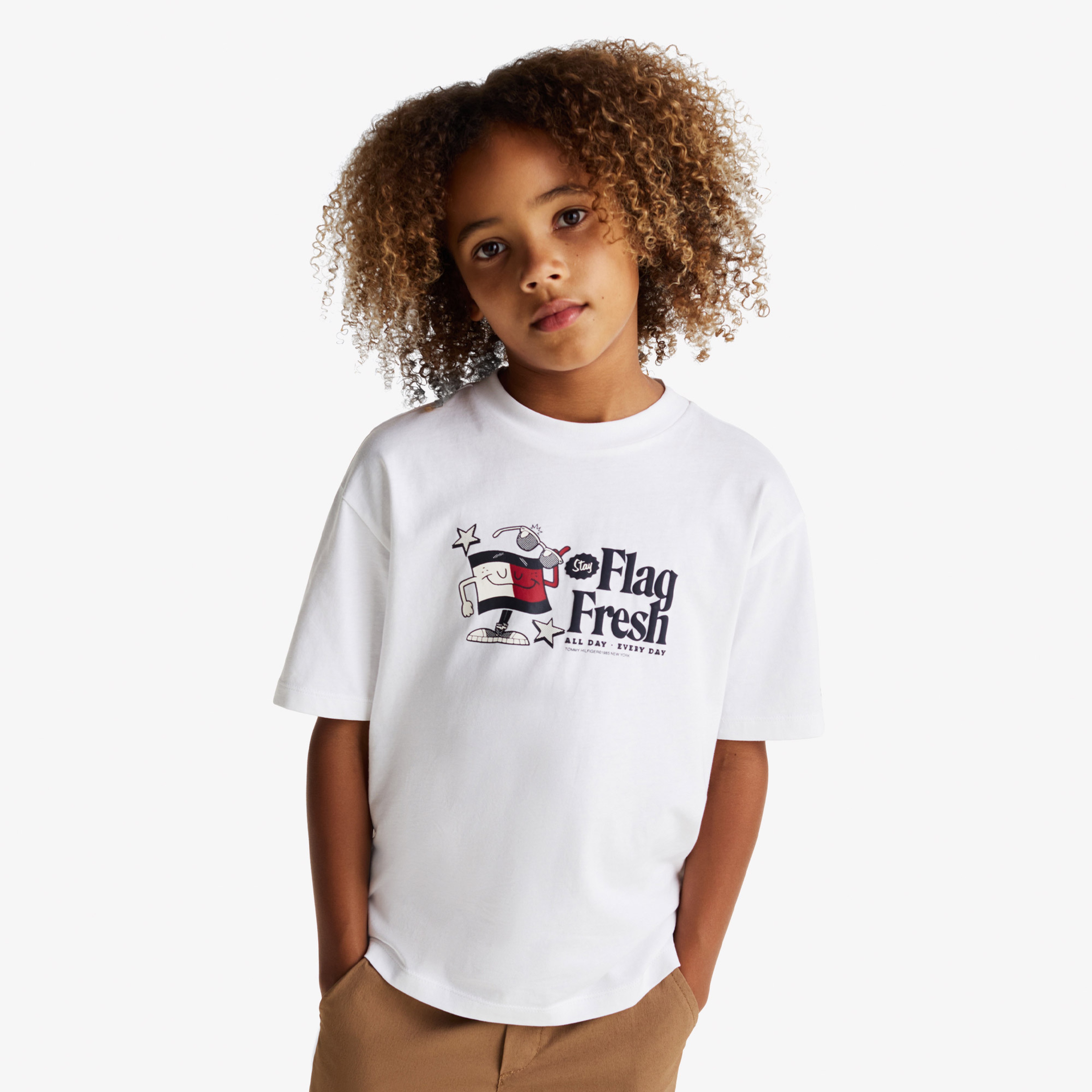 Tommy Jeans Flag Fresh Çocuk Beyaz T-Shirt