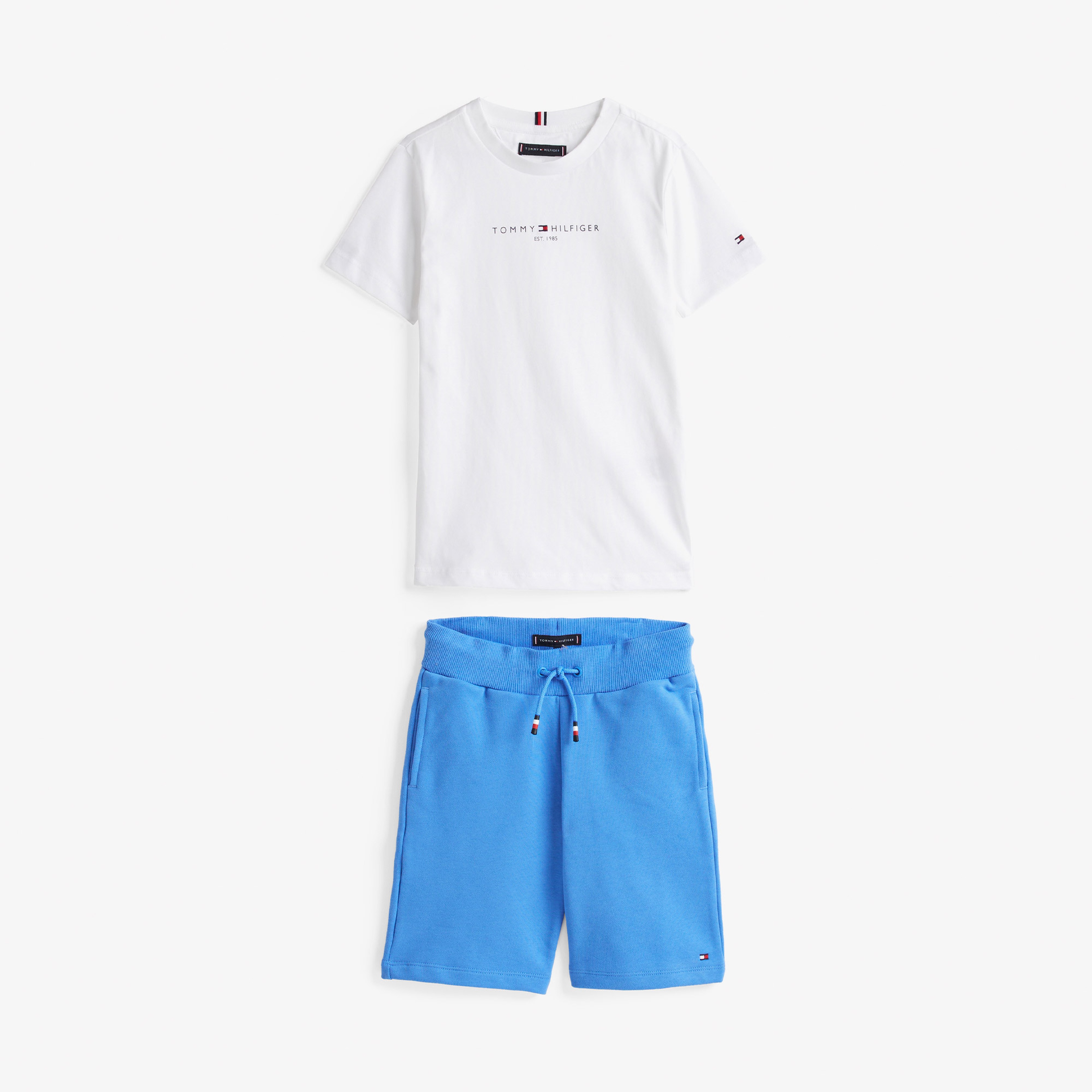 Tommy Hilfiger Baskılı Çocuk Beyaz/Mavi Şort Takım