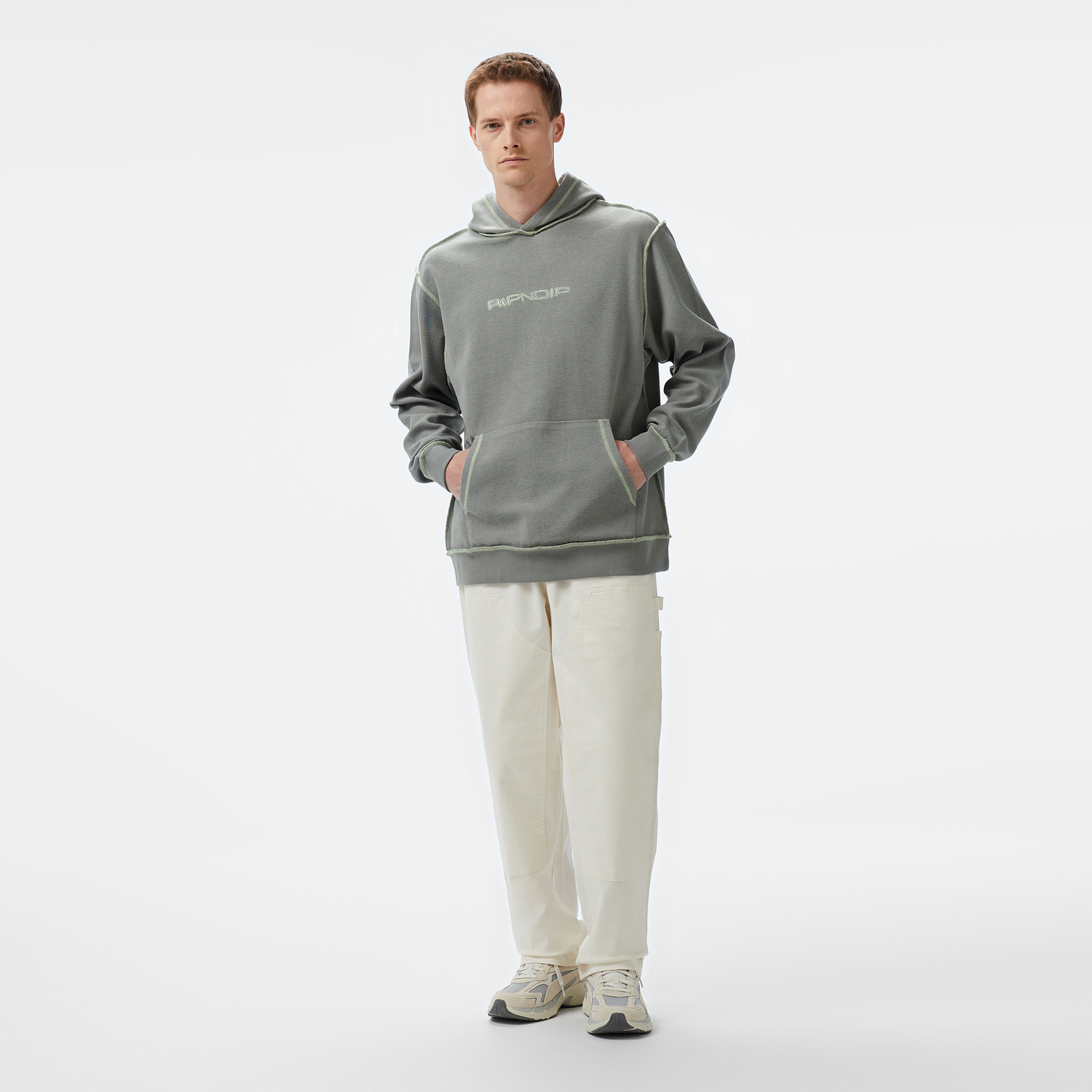 Ripndip Reverse Stitch Erkek Gri Hoodie