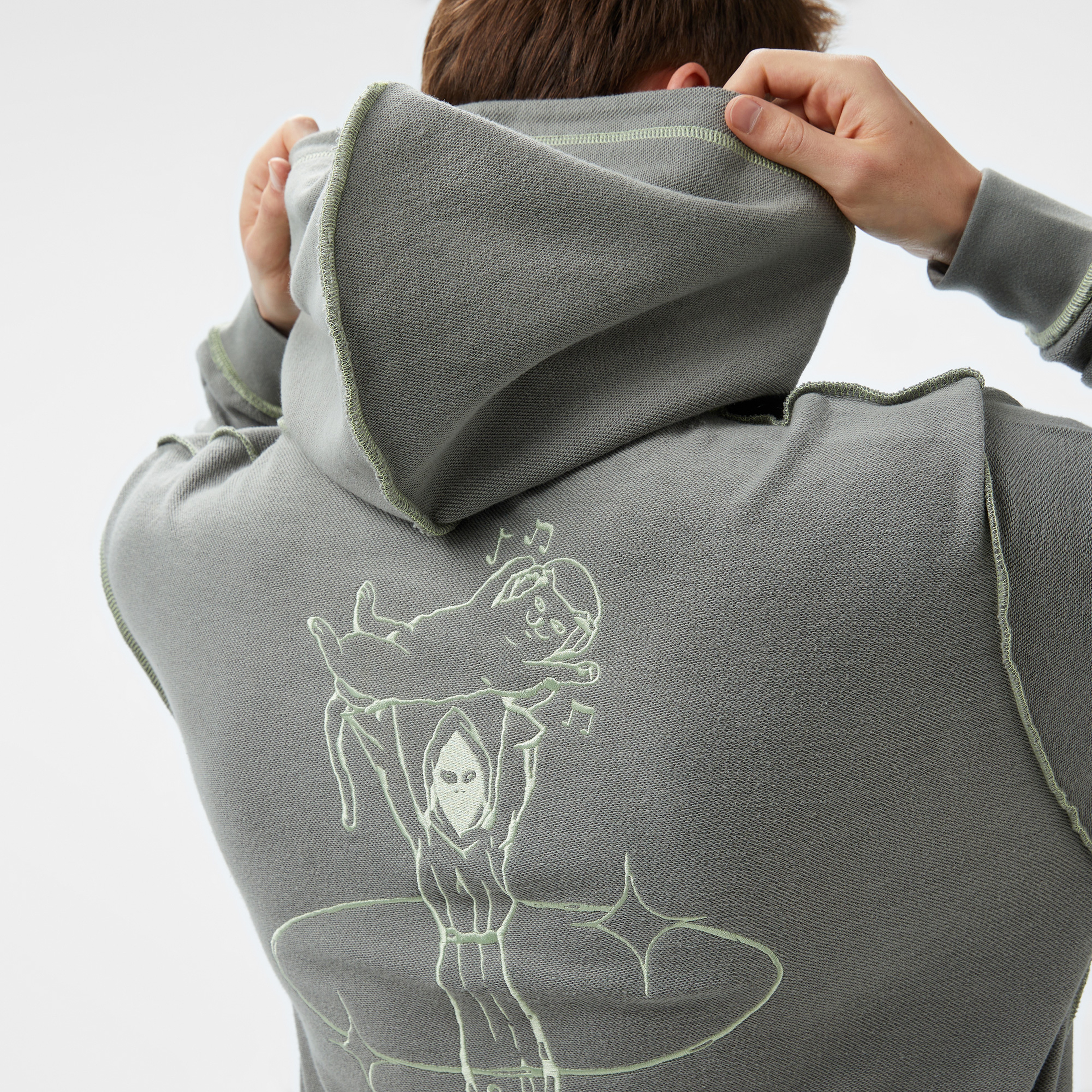 Ripndip Reverse Stitch Erkek Gri Hoodie