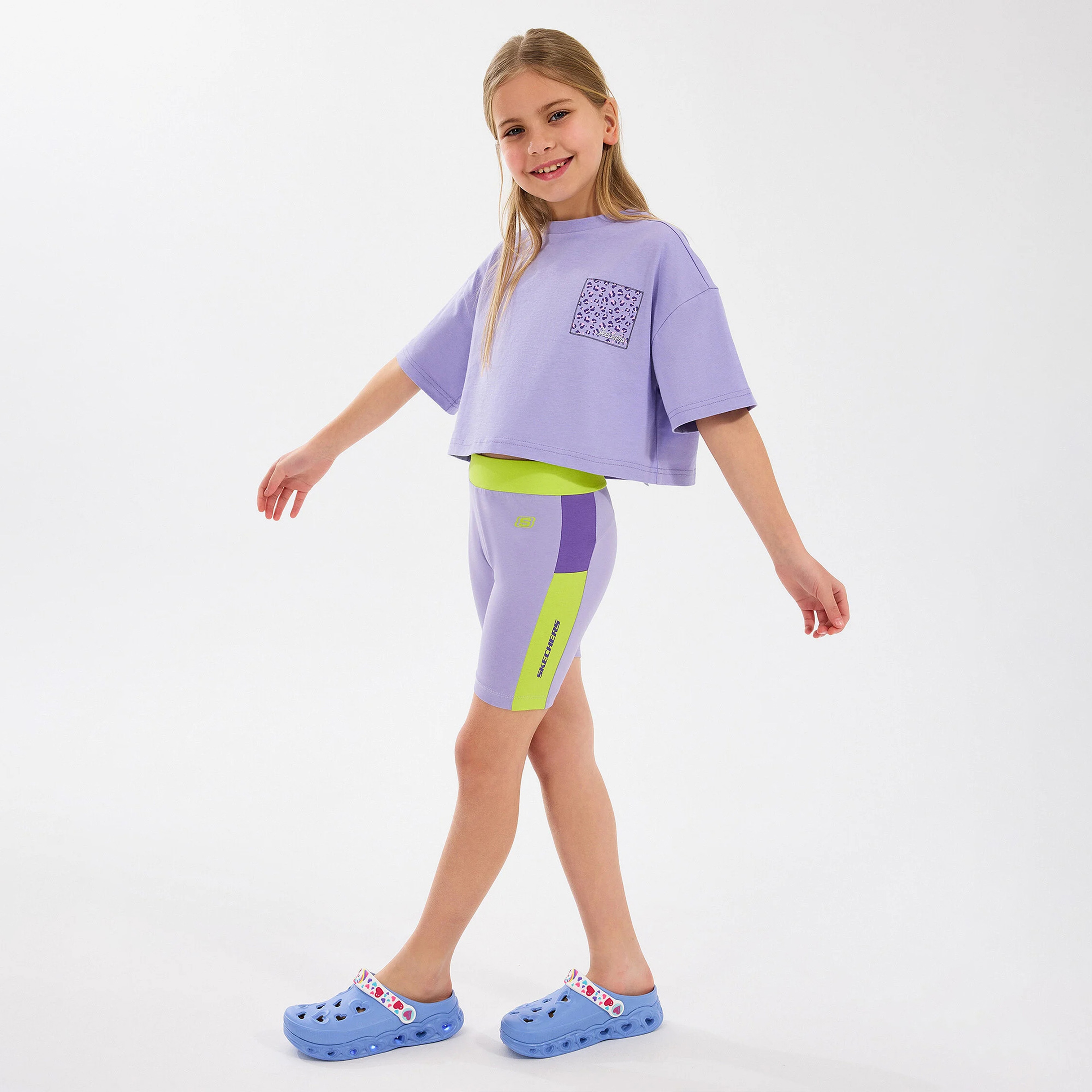 Skechers Graphic Cropped Çocuk Mor T-Shirt