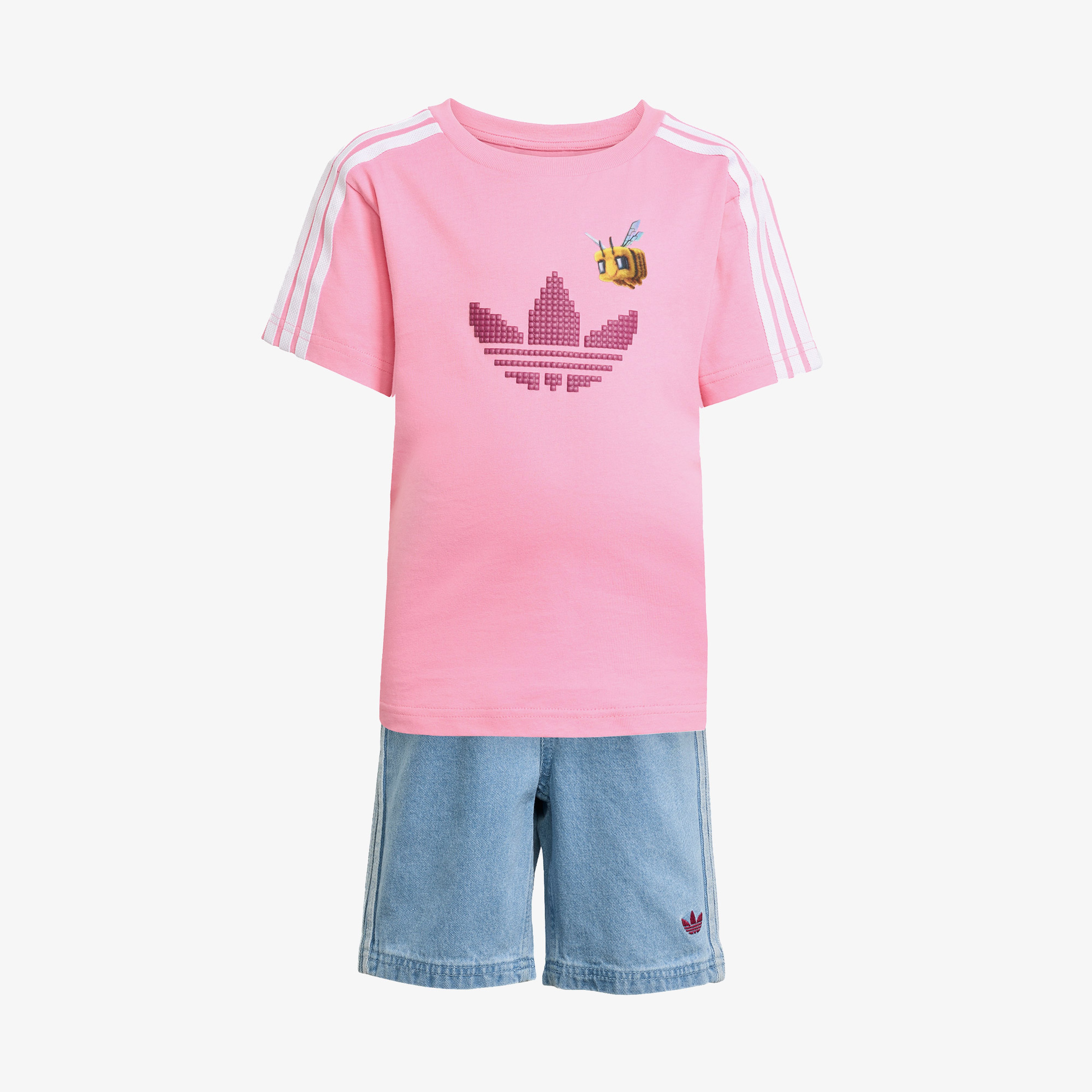 adidas Minecraft LK Graphic Denim Çocuk Pembe Eşofman Takımı