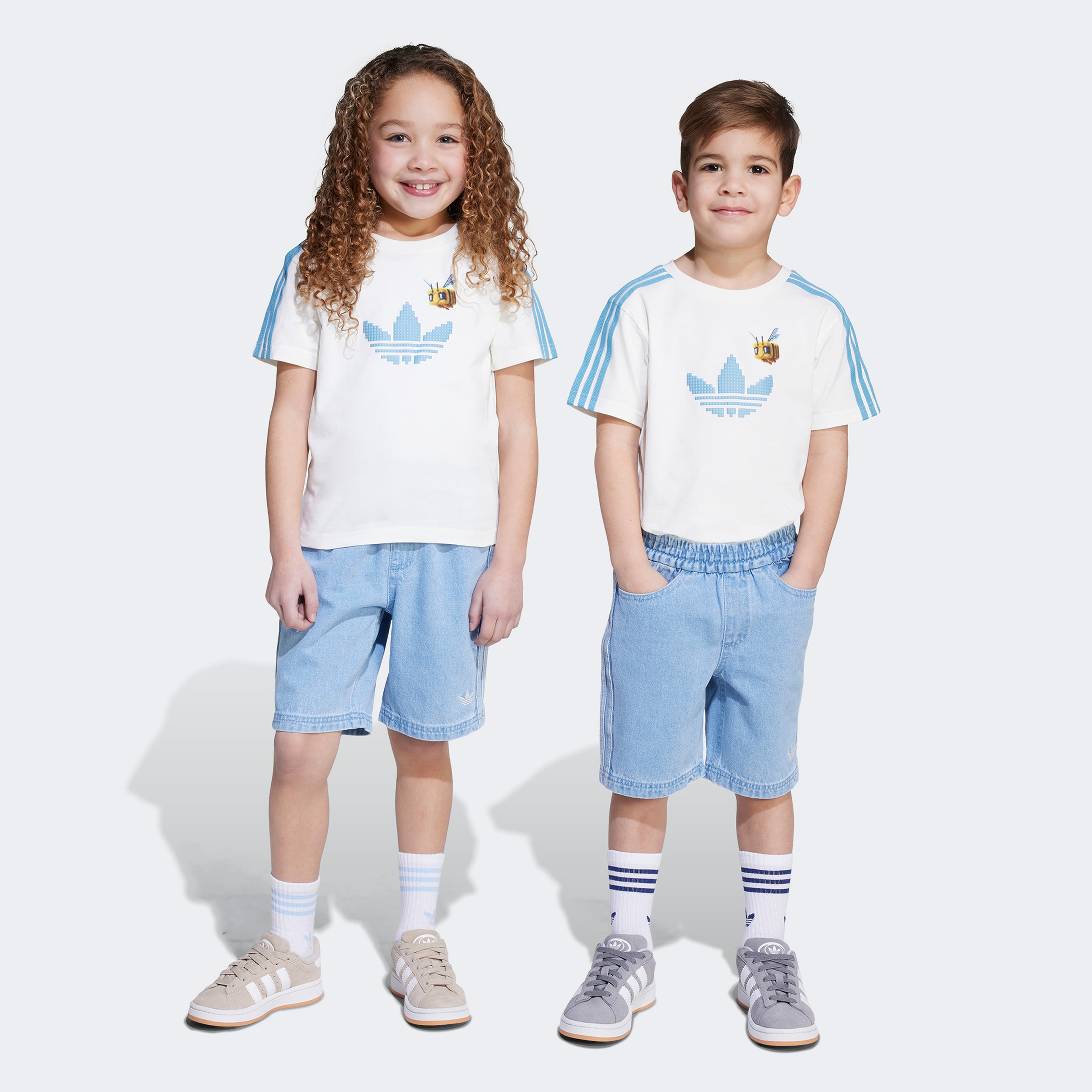 adidas Originals X Minecraft Çocuk Beyaz Şort Takım