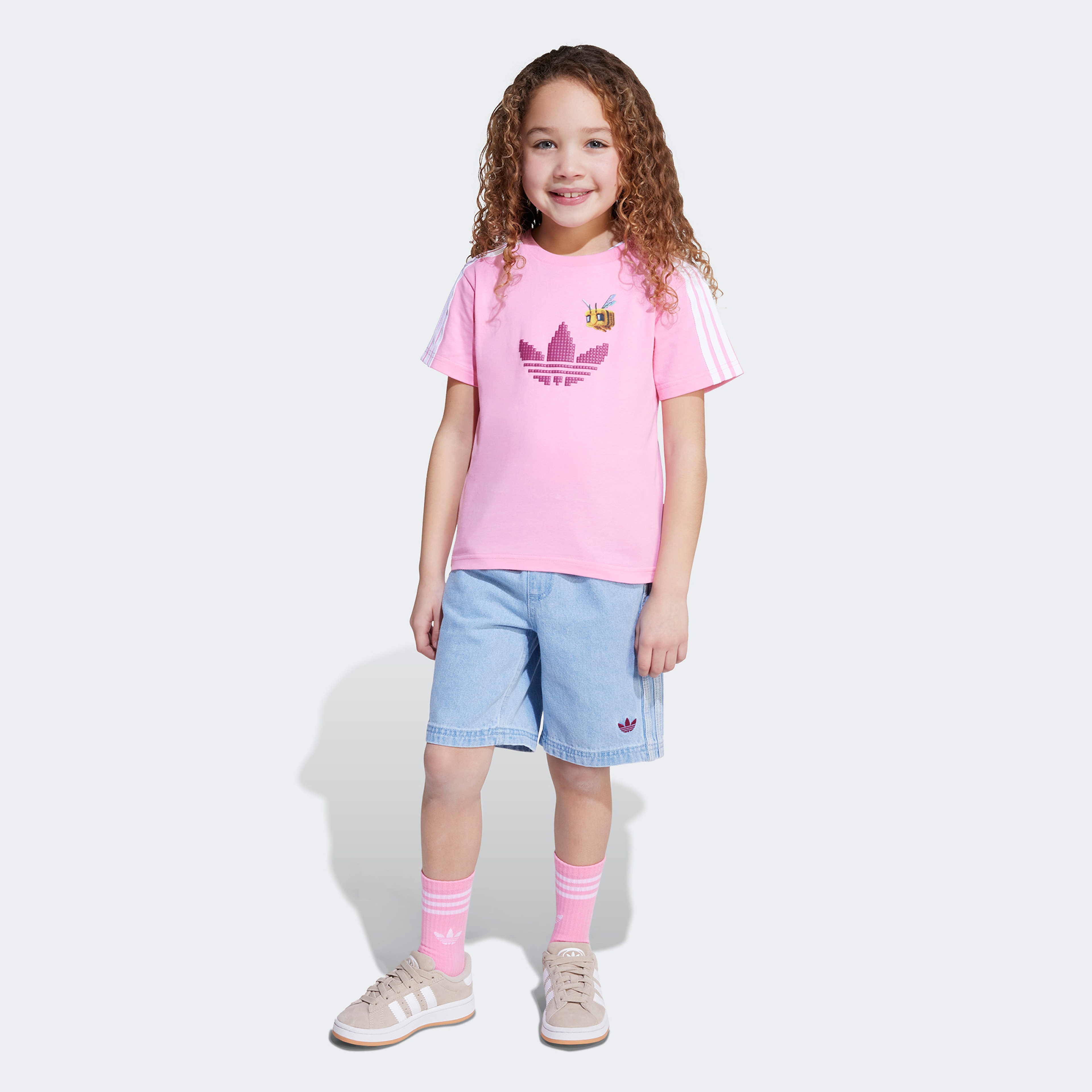 adidas Minecraft LK Graphic Denim Çocuk Pembe Eşofman Takımı