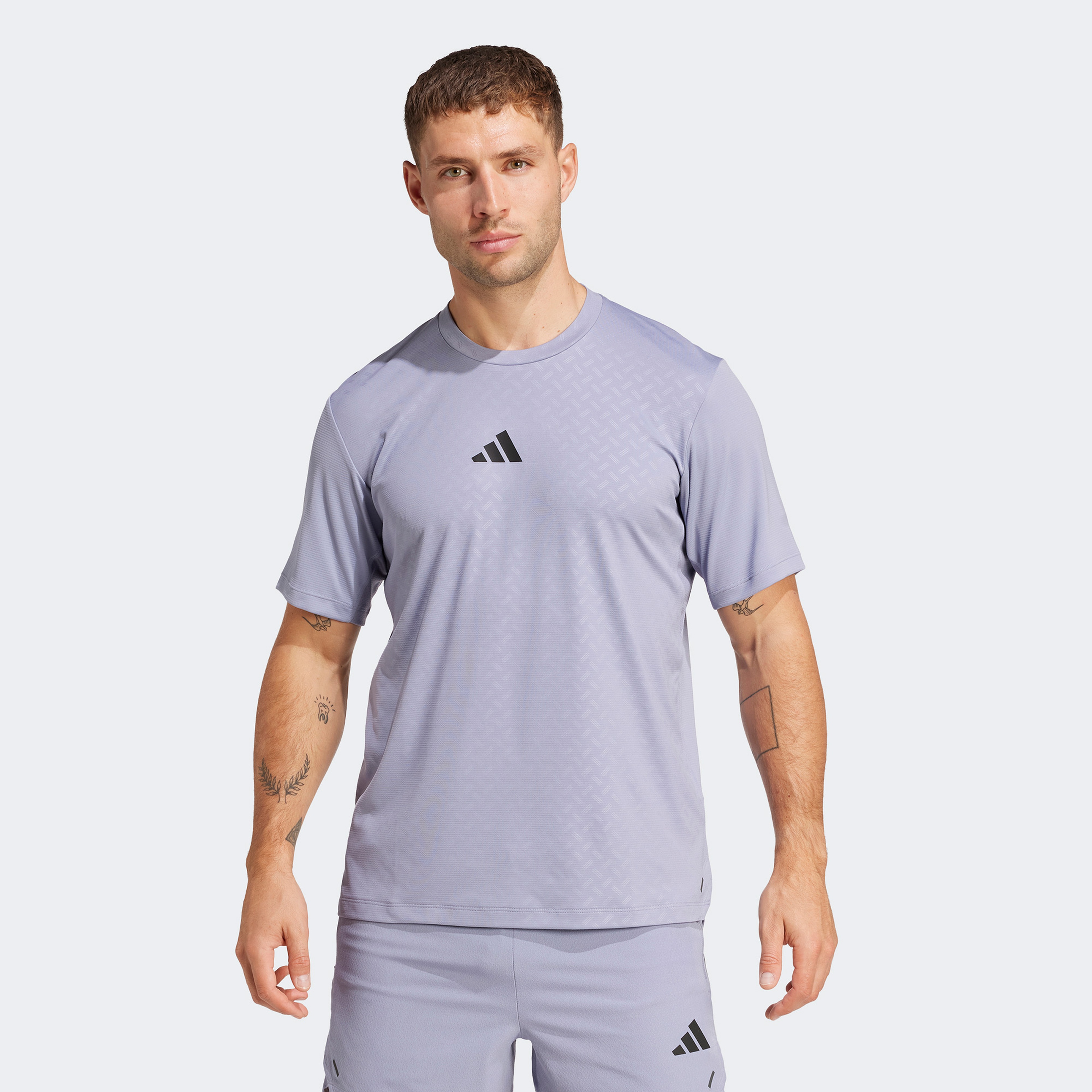 adidas Power 3 Stripes Erkek Mor Antrenman T-Shirt