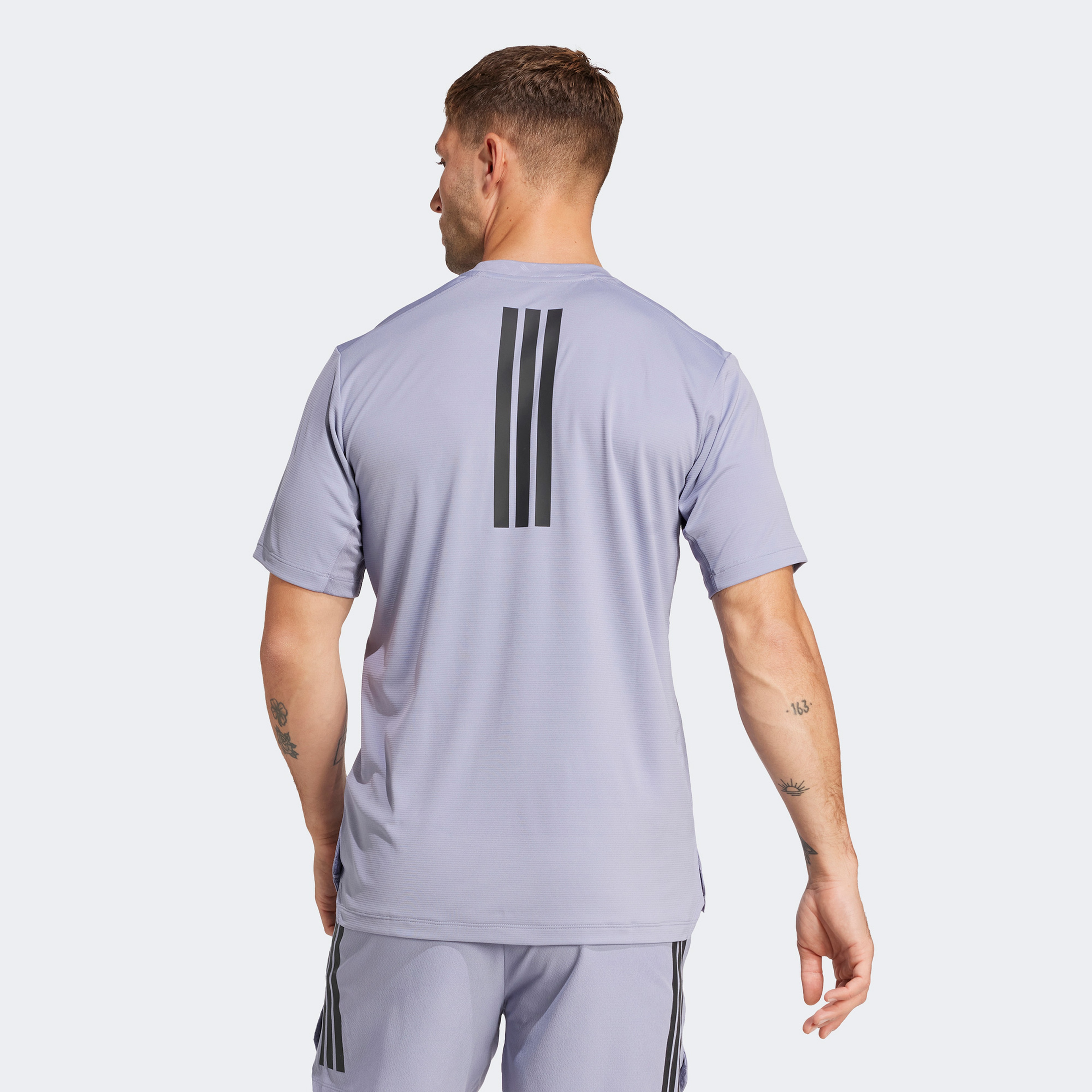 adidas Power 3 Stripes Erkek Mor Antrenman T-Shirt