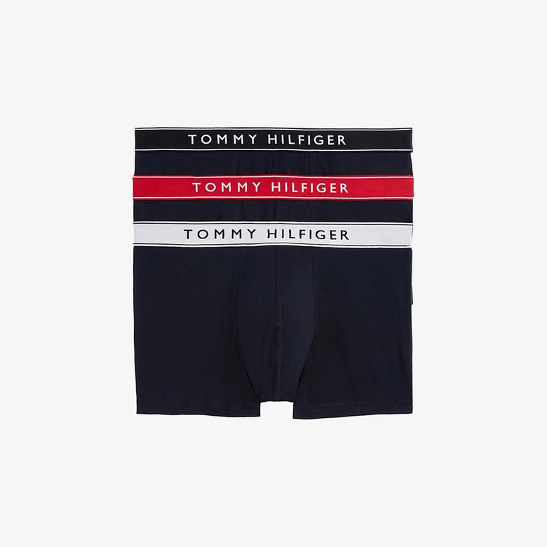 Tommy Hilfiger Lastikli Logolu Erkek Lacivert 3'lü Boxer