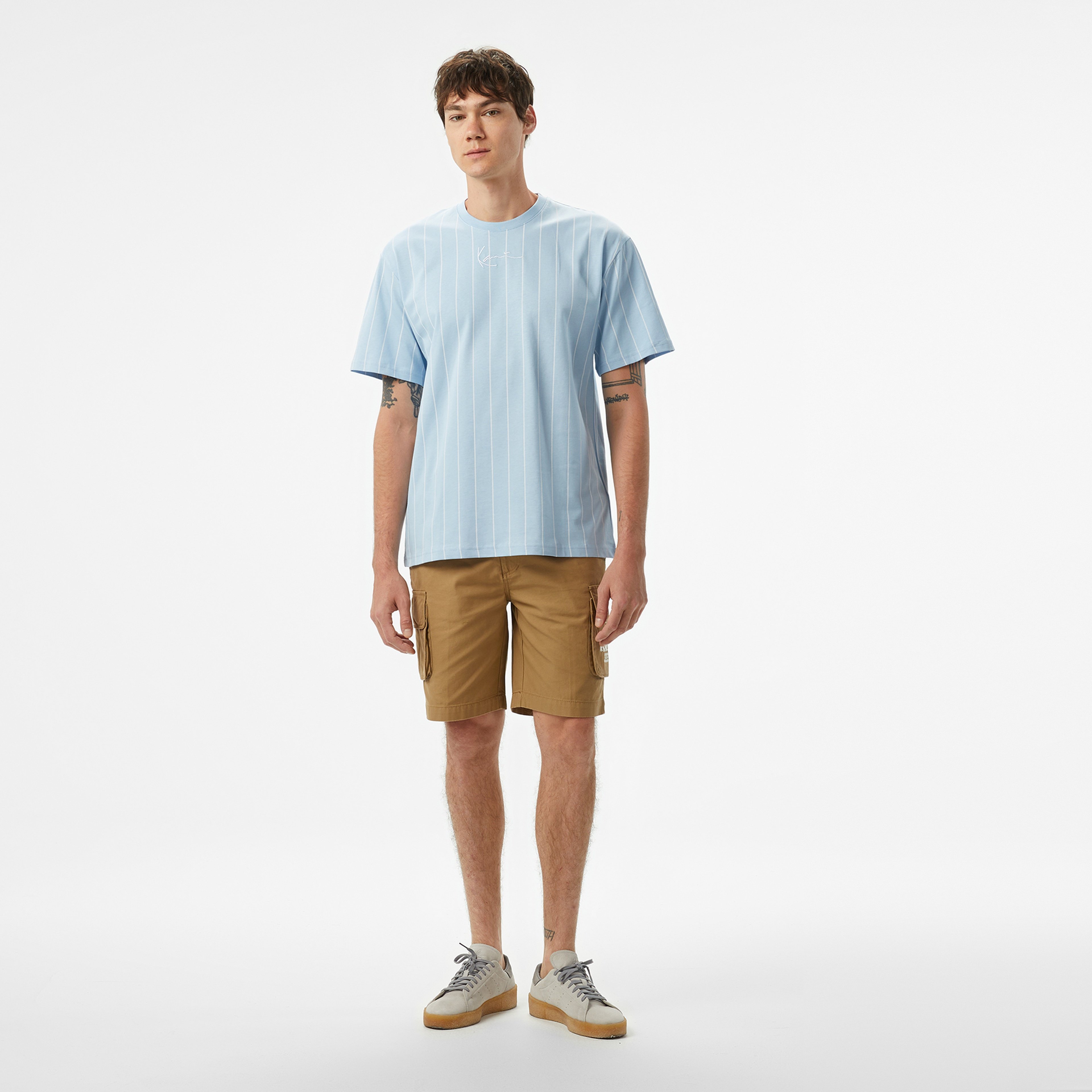 Karl Kani Small Signature Essential Pinstripe Erkek Mavi T-Shirt