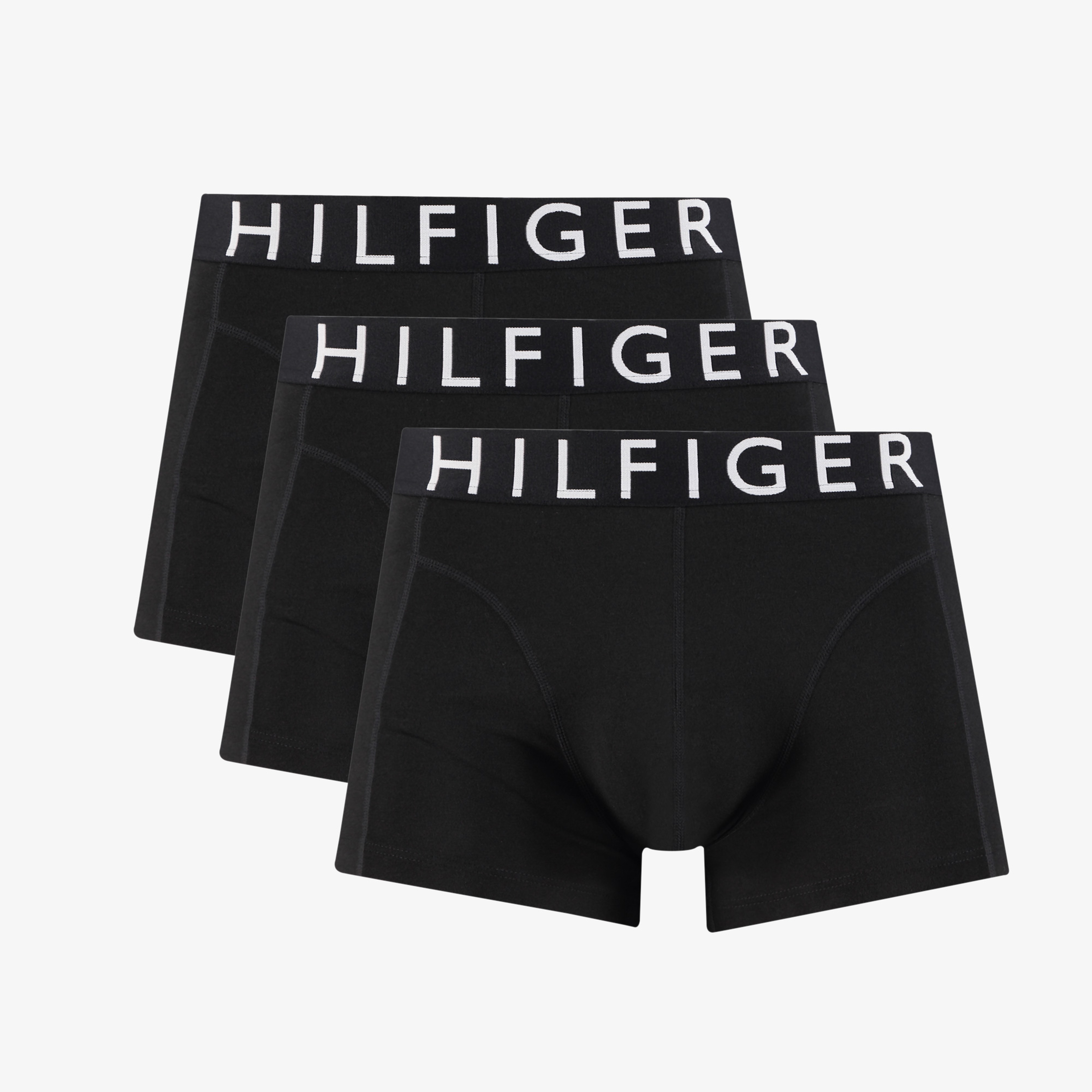 Tommy Hilfiger Bel Lastikli Beyaz Logolu Erkek Siyah 3'lü Boxer