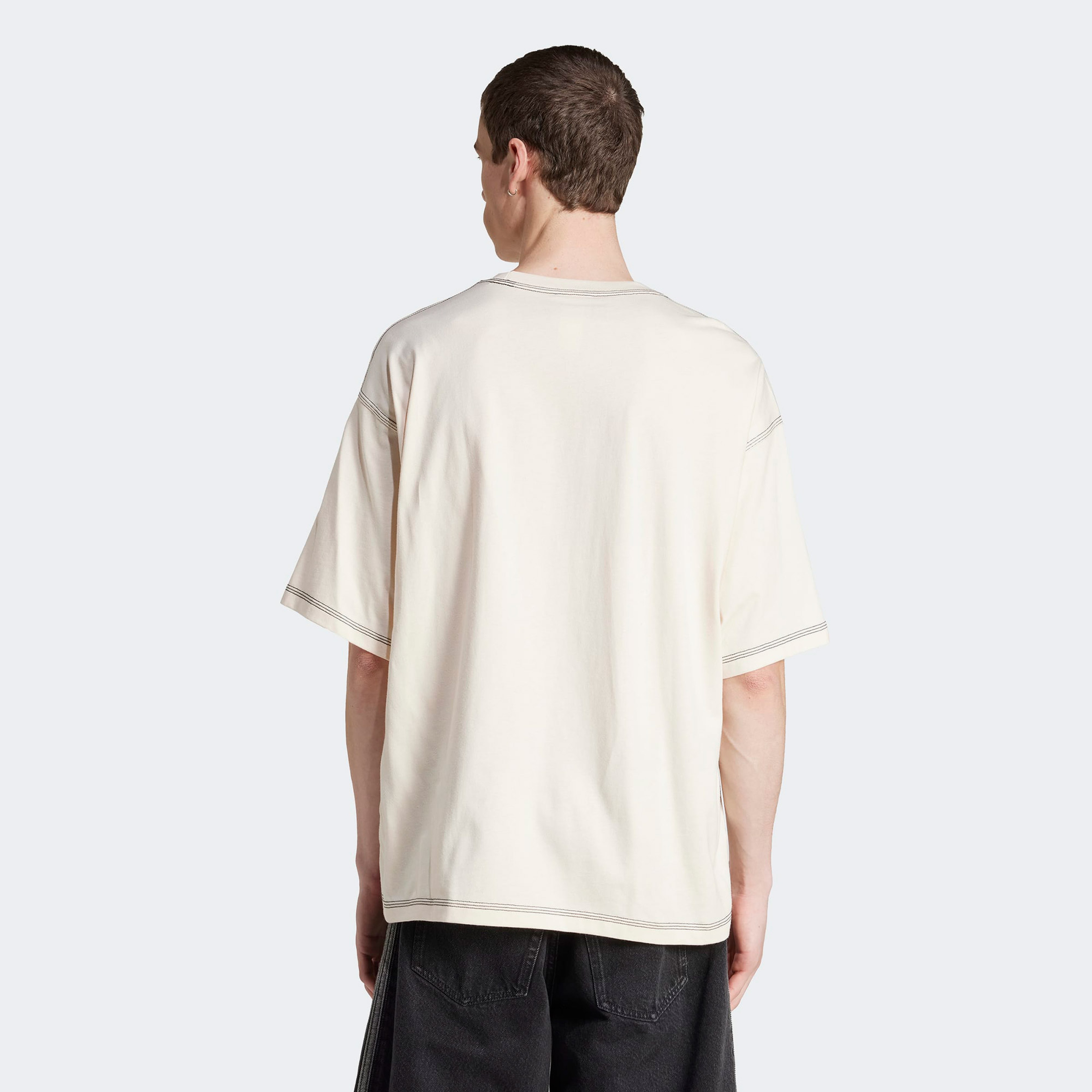 adidas Trefoil Essentials Erkek Beyaz Oversize T-Shirt