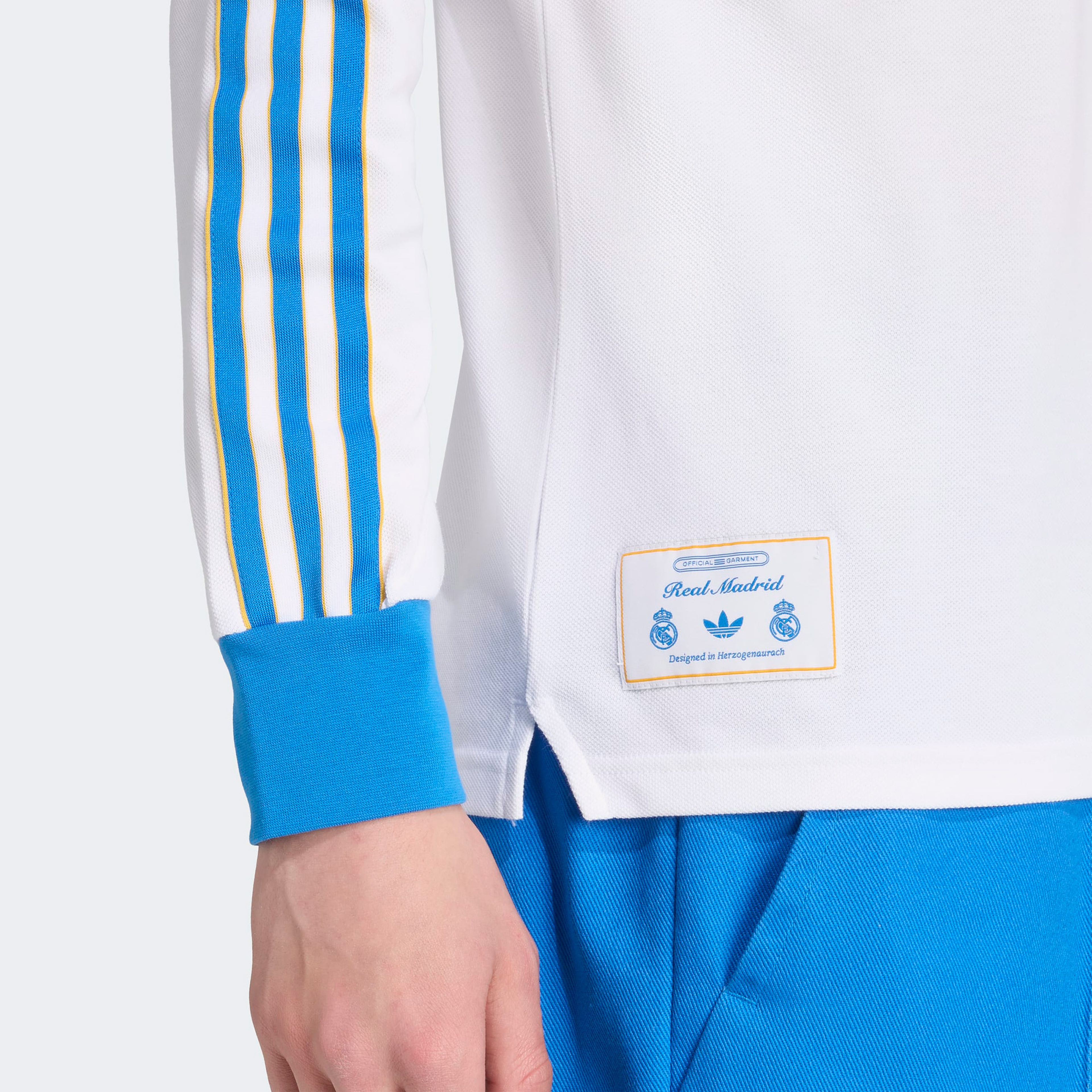 adidas Real Madrid Terrace Icons Erkek Beyaz/Mavi Polo T-Shirt