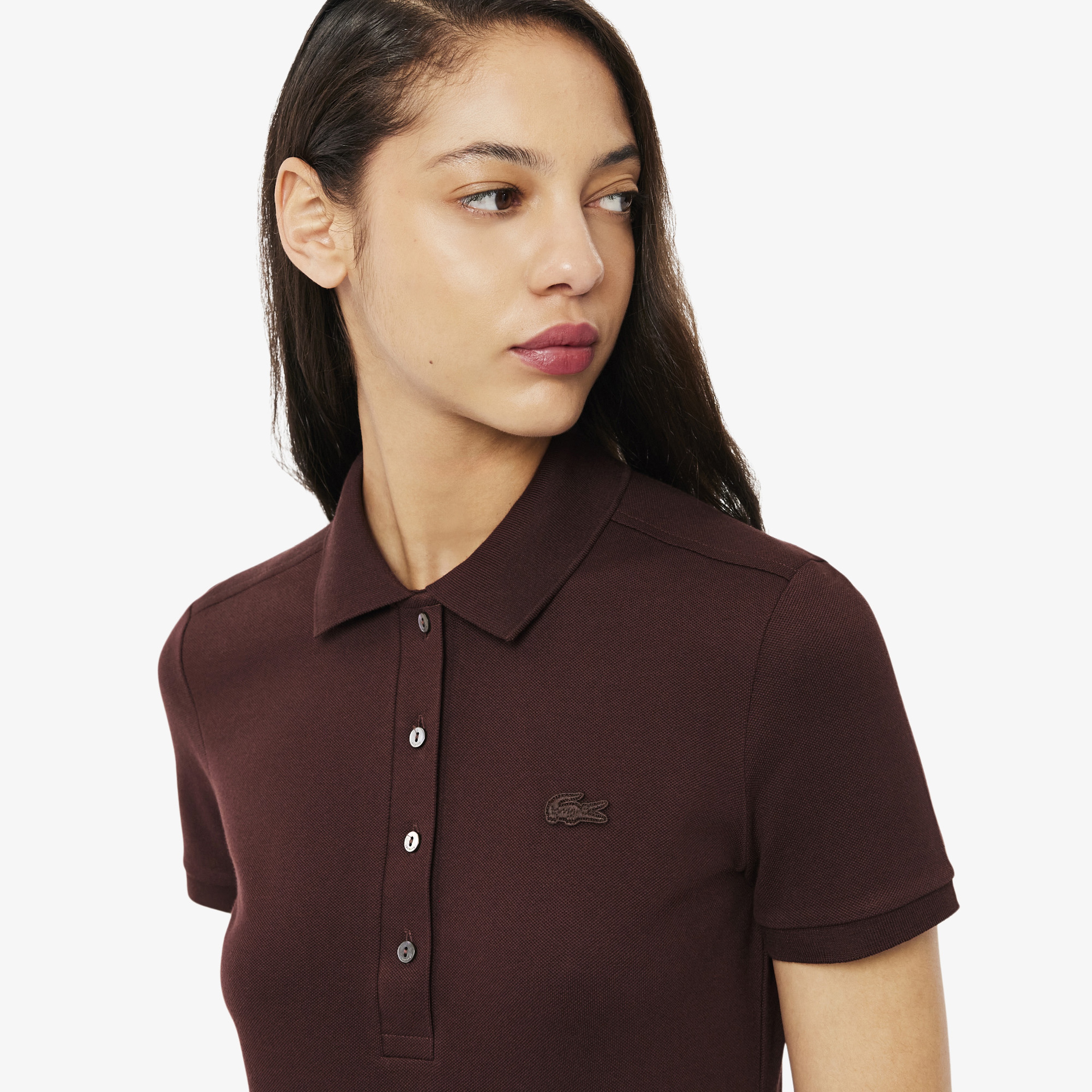 L.12.D Kadın Slim Fit Bordo Polo