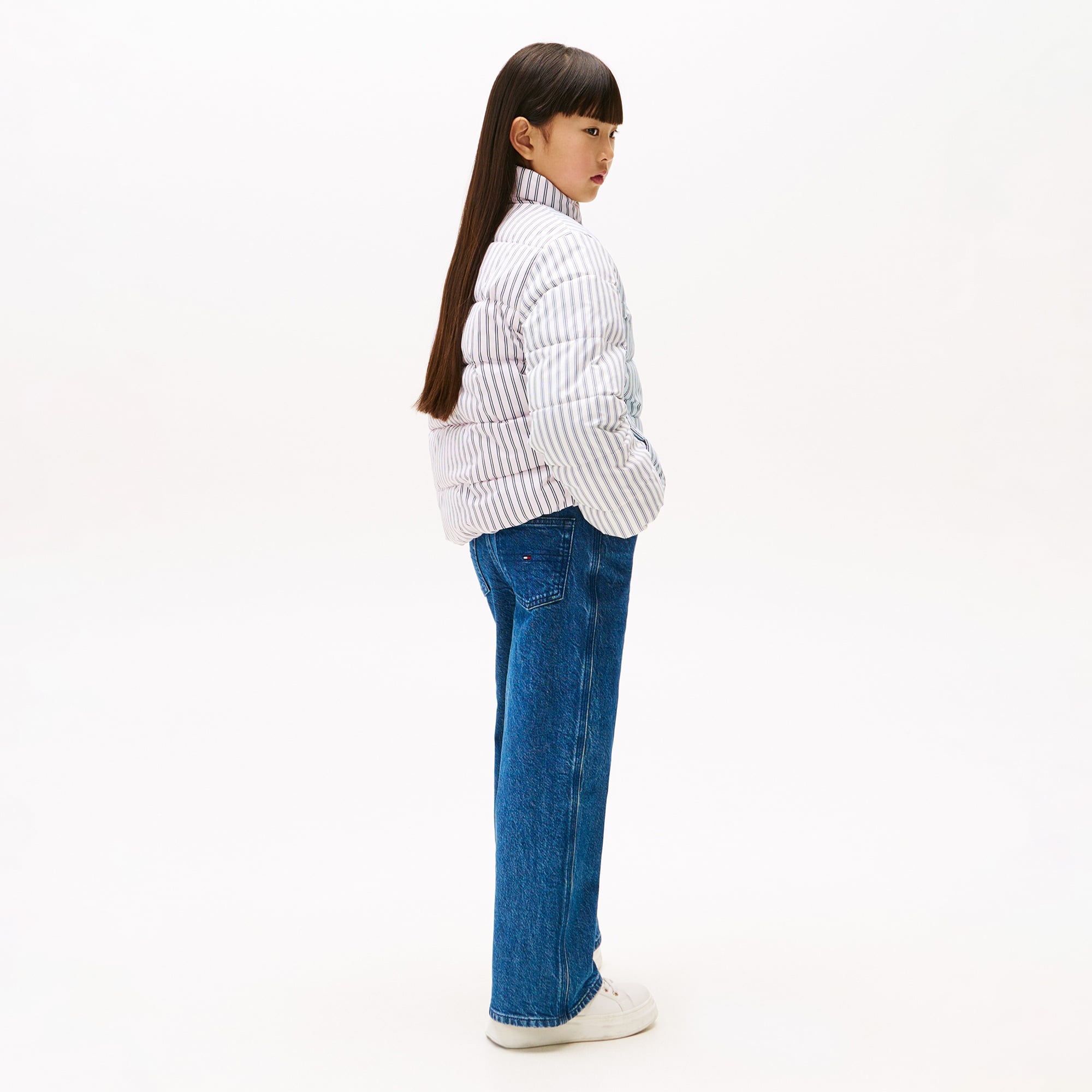 Tommy Hilfiger Mixed Stripe Puffer Çocuk Pembe Mont