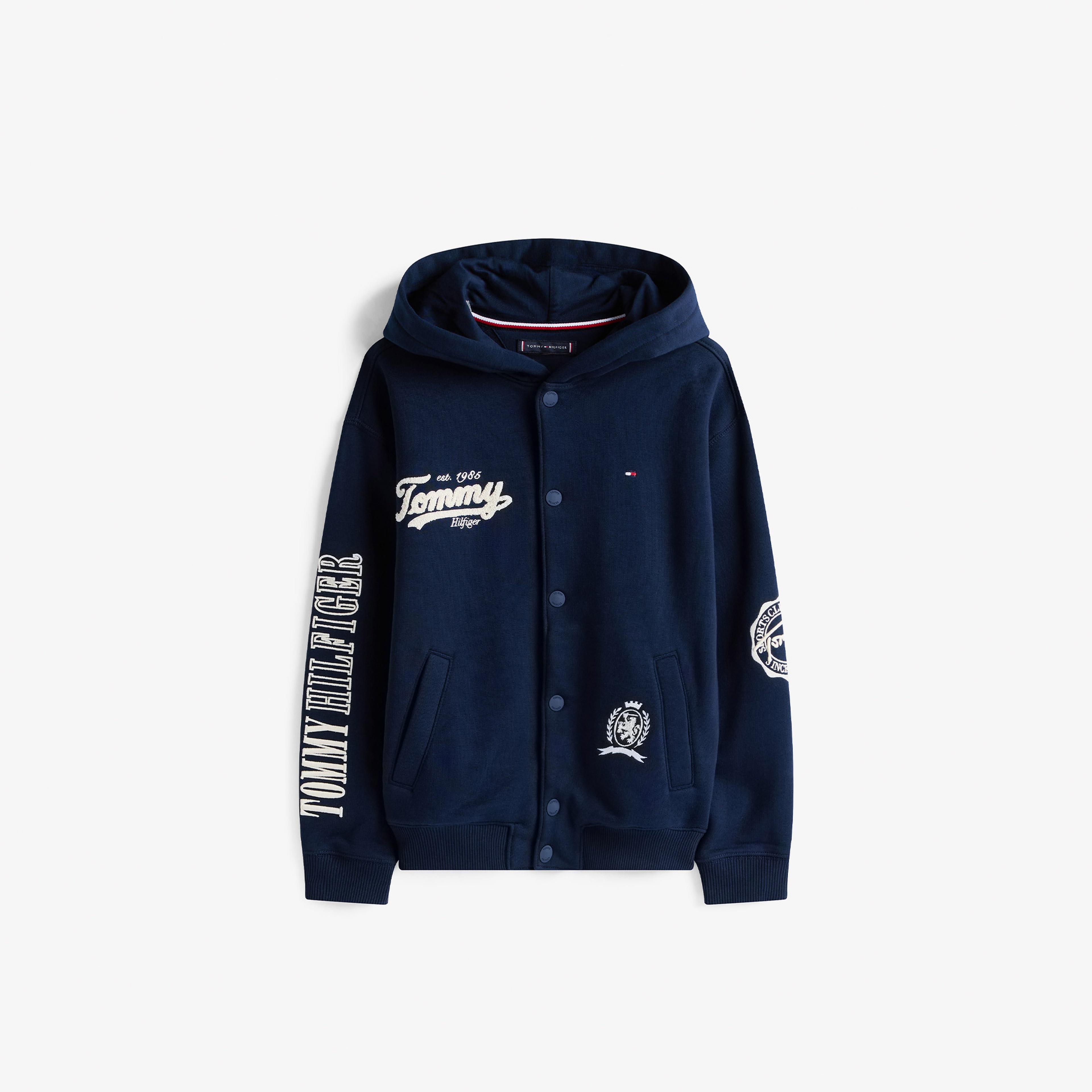 Tommy Hilfiger Varsity Graphic Snap Button Çocuk Lacivert Sweatshirt