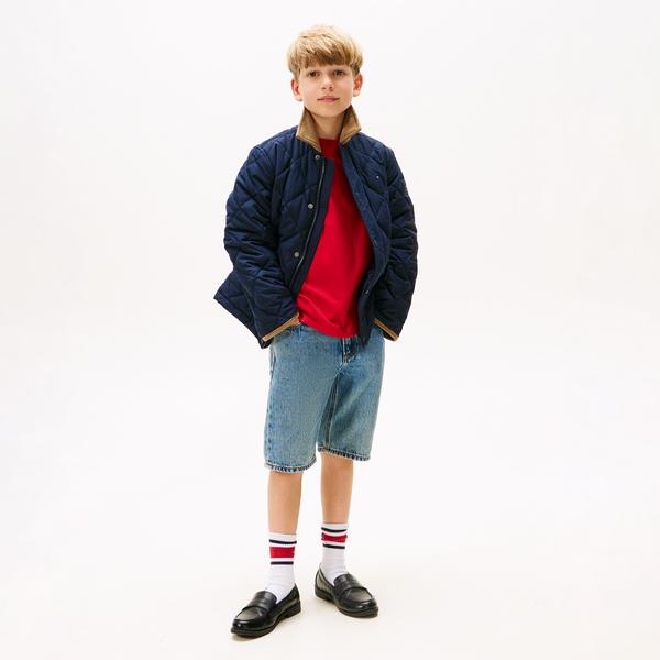 Tommy Hilfiger Contrast Collar Quilted Relaxed Çocuk Lacivert Ceket