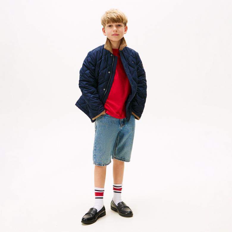 Tommy Hilfiger Contrast Collar Quilted Relaxed Çocuk Lacivert Ceket