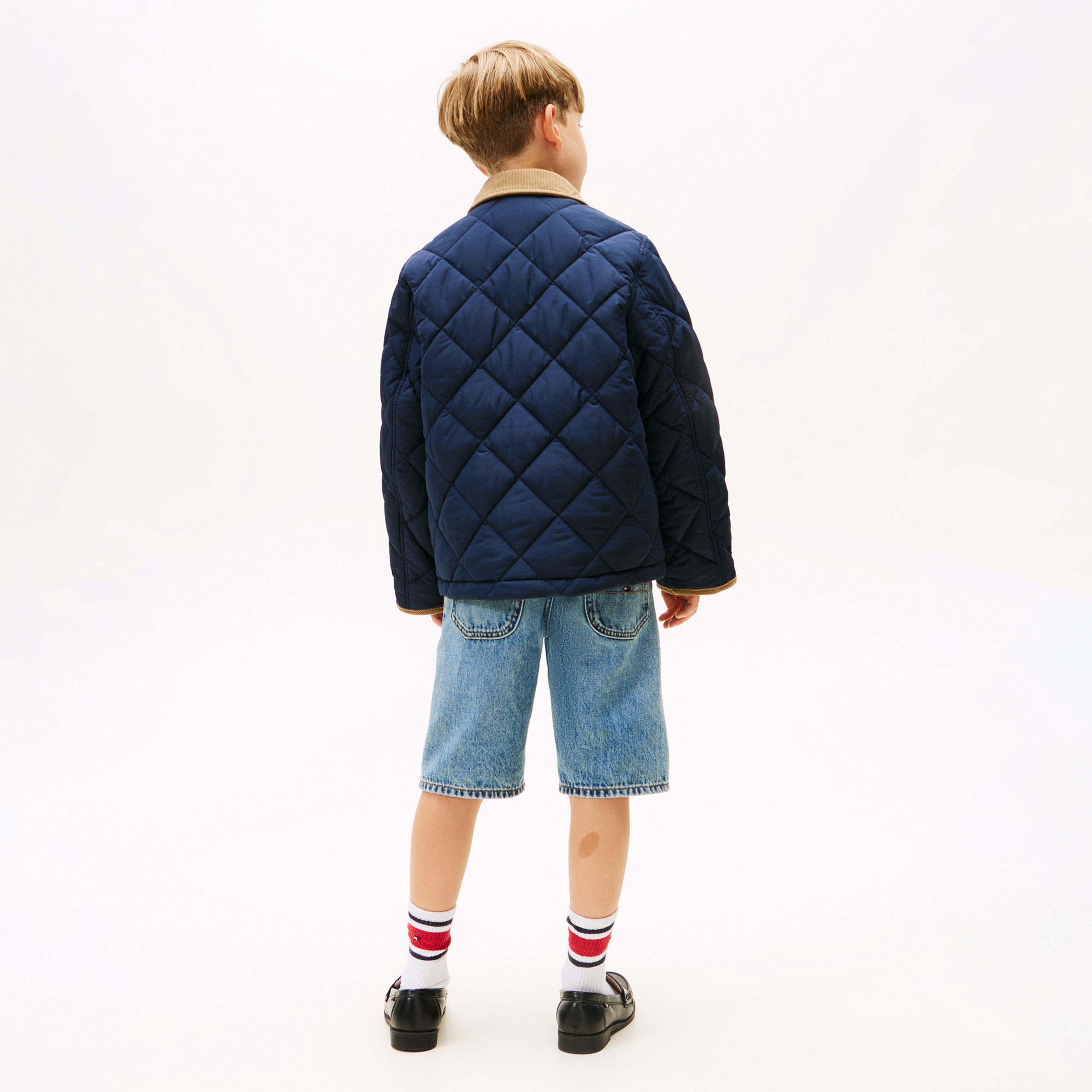 Tommy Hilfiger Contrast Collar Quilted Relaxed Çocuk Lacivert Ceket