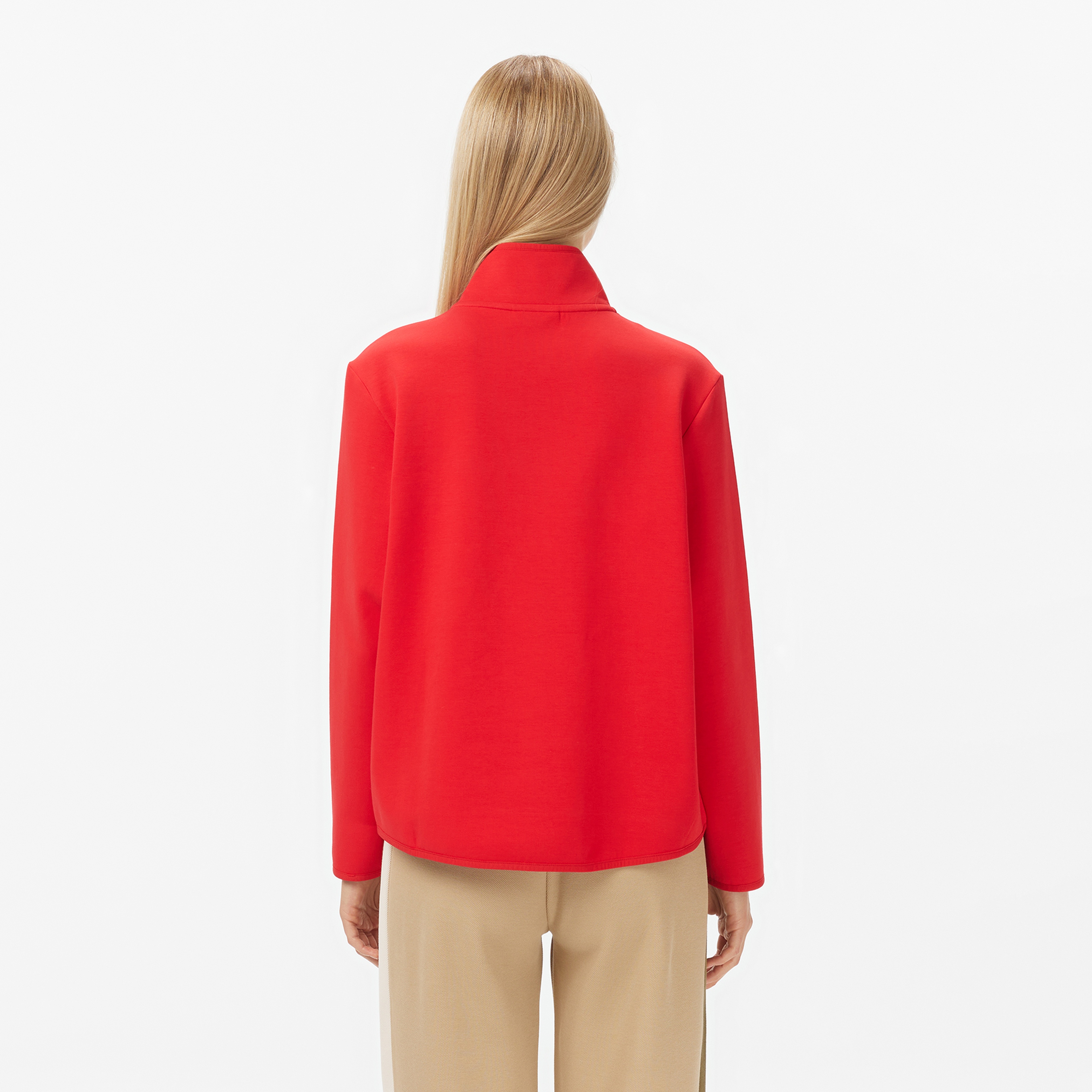 Kadın Regular Fit Yarım Fermuarlı Kırmızı Sweatshirt