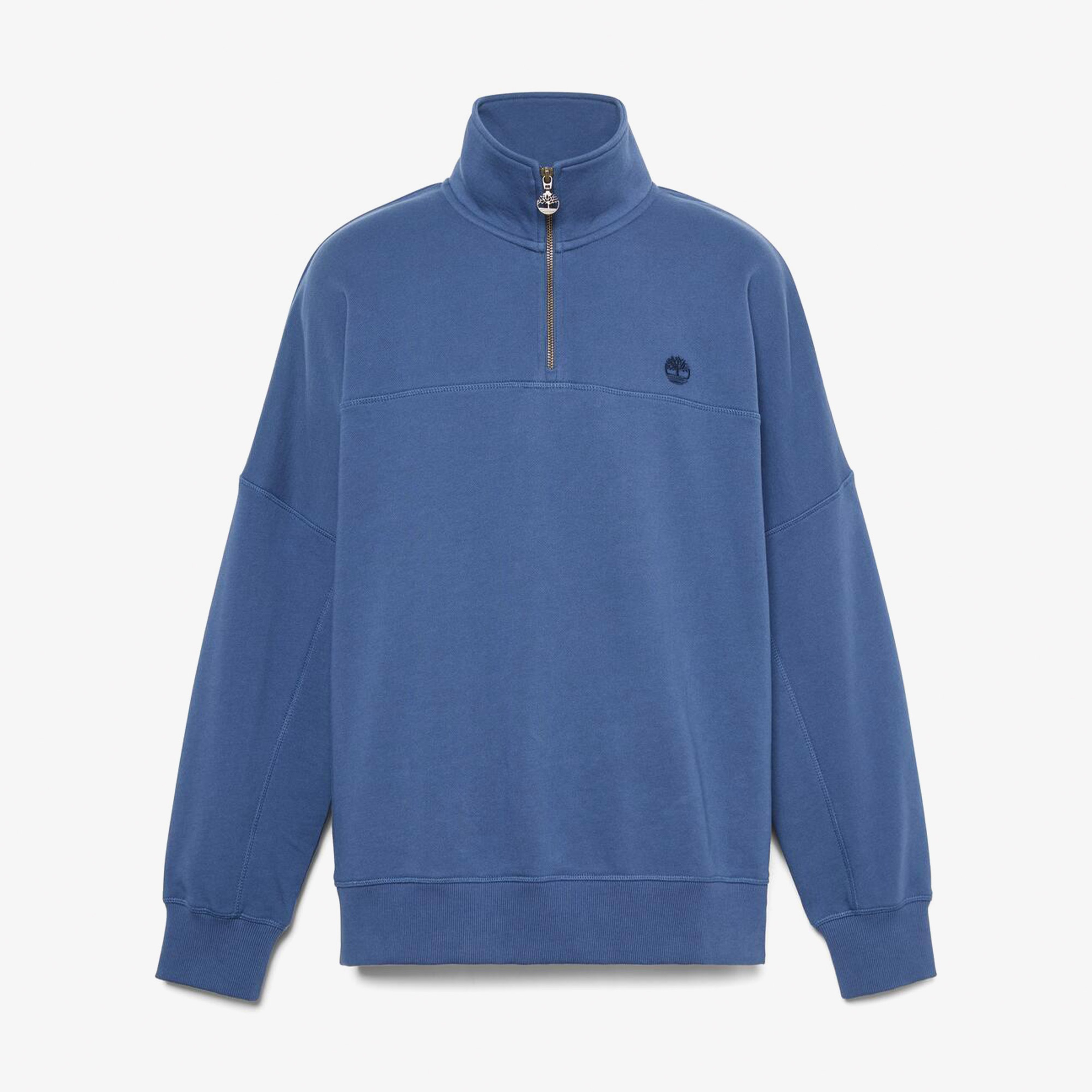 Timberland Small Logo 1/4 Zip Erkek Mavi Sweatshirt